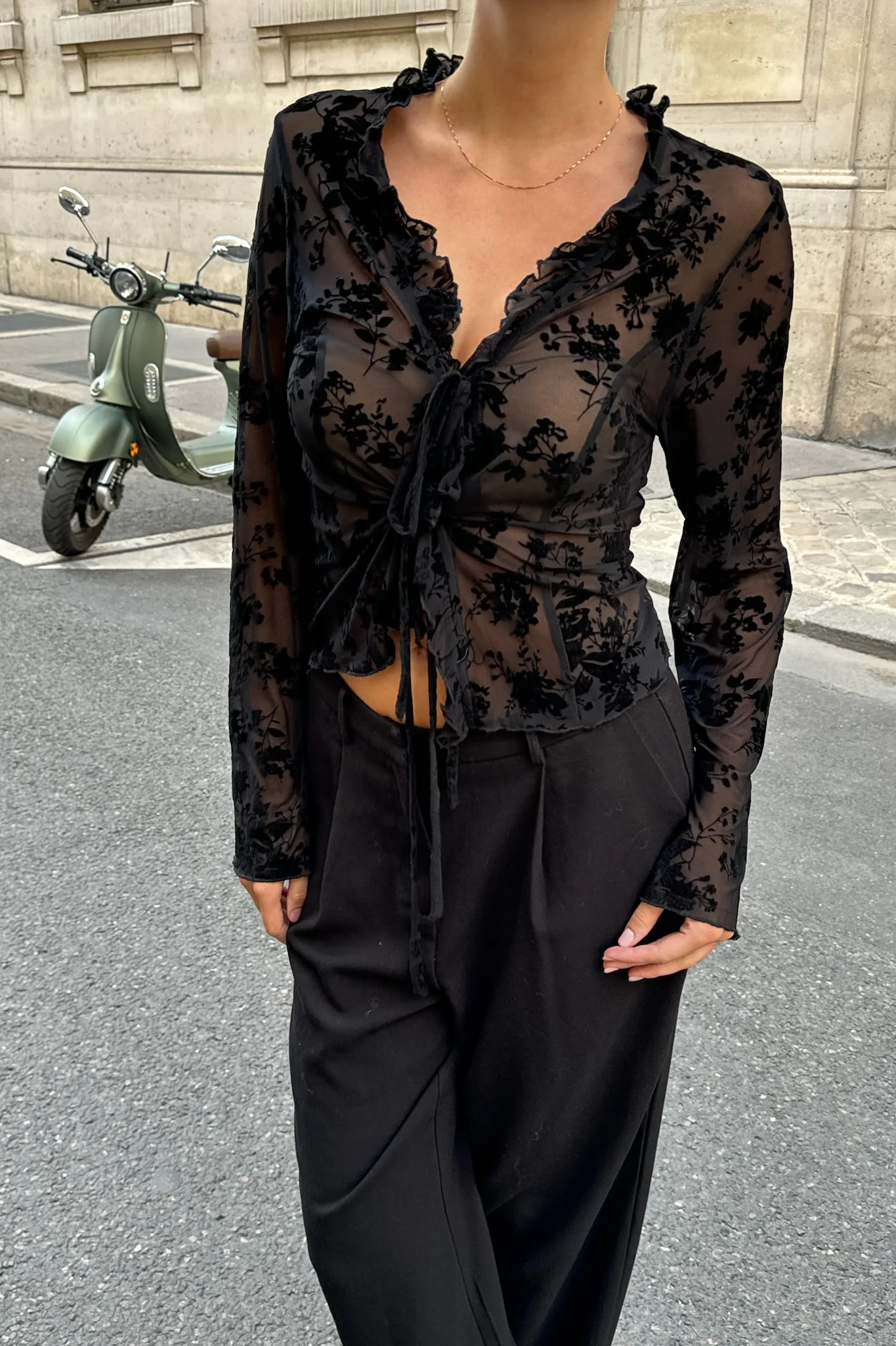 MarlyIC Mesh Top - Black Flower Print - Image 4