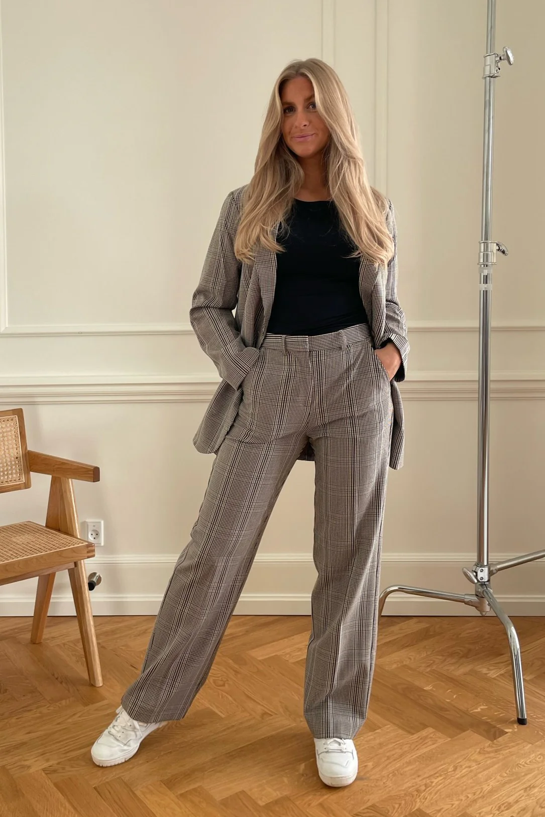 JXMary Check Blazer - Oatmeal Check - Image 4