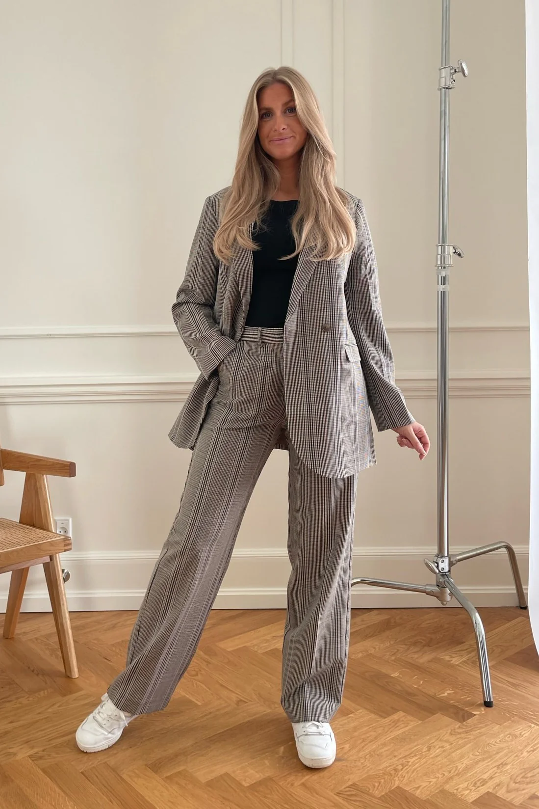 JXMary Regular HW Pant - Oatmeal Check - Image 3