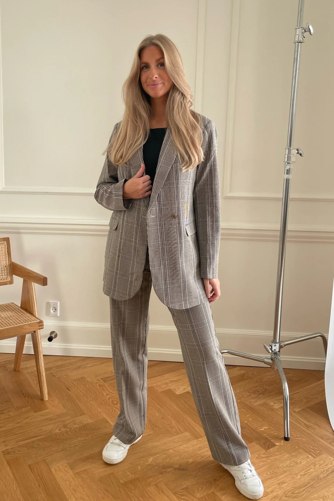 JXMary Regular HW Pant - Oatmeal Check - Image 6