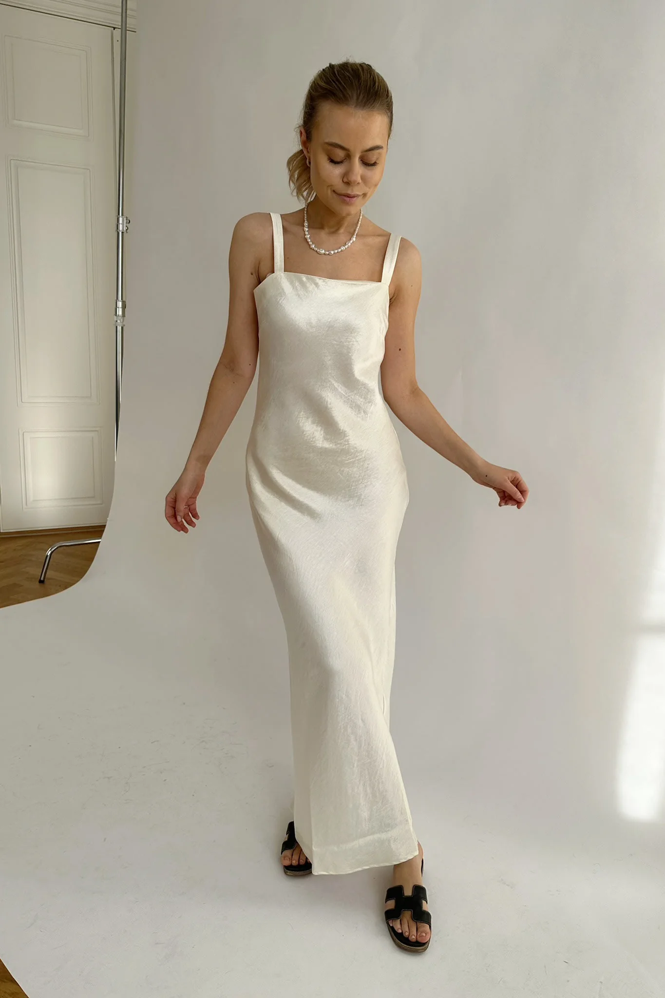 VMMathilde SL Wide Strap Maxi Dress - Cannoli Cream - Image 3