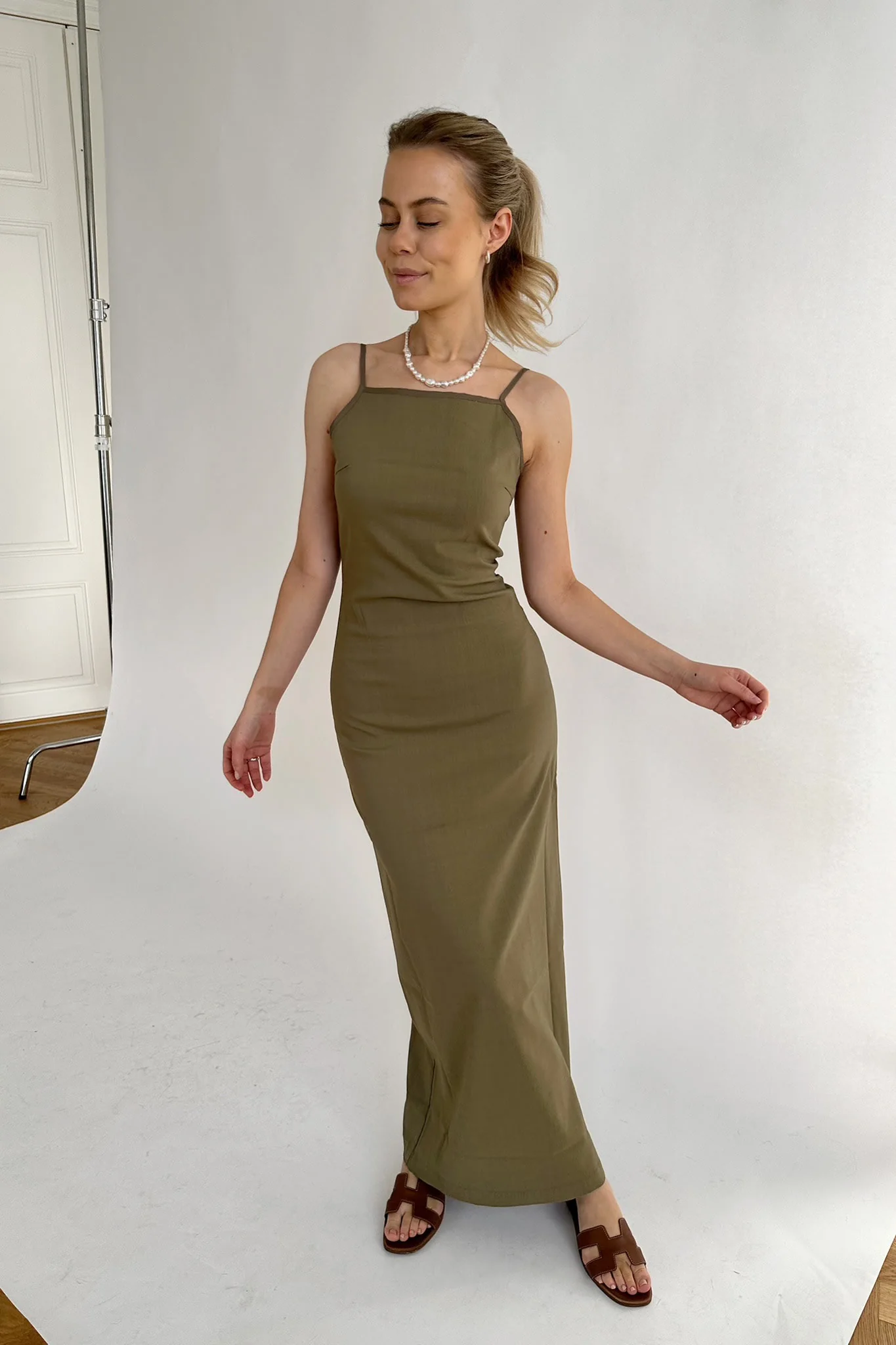 VMMathilde SL Slim Maxi Dress - Martini Olive - Image 2