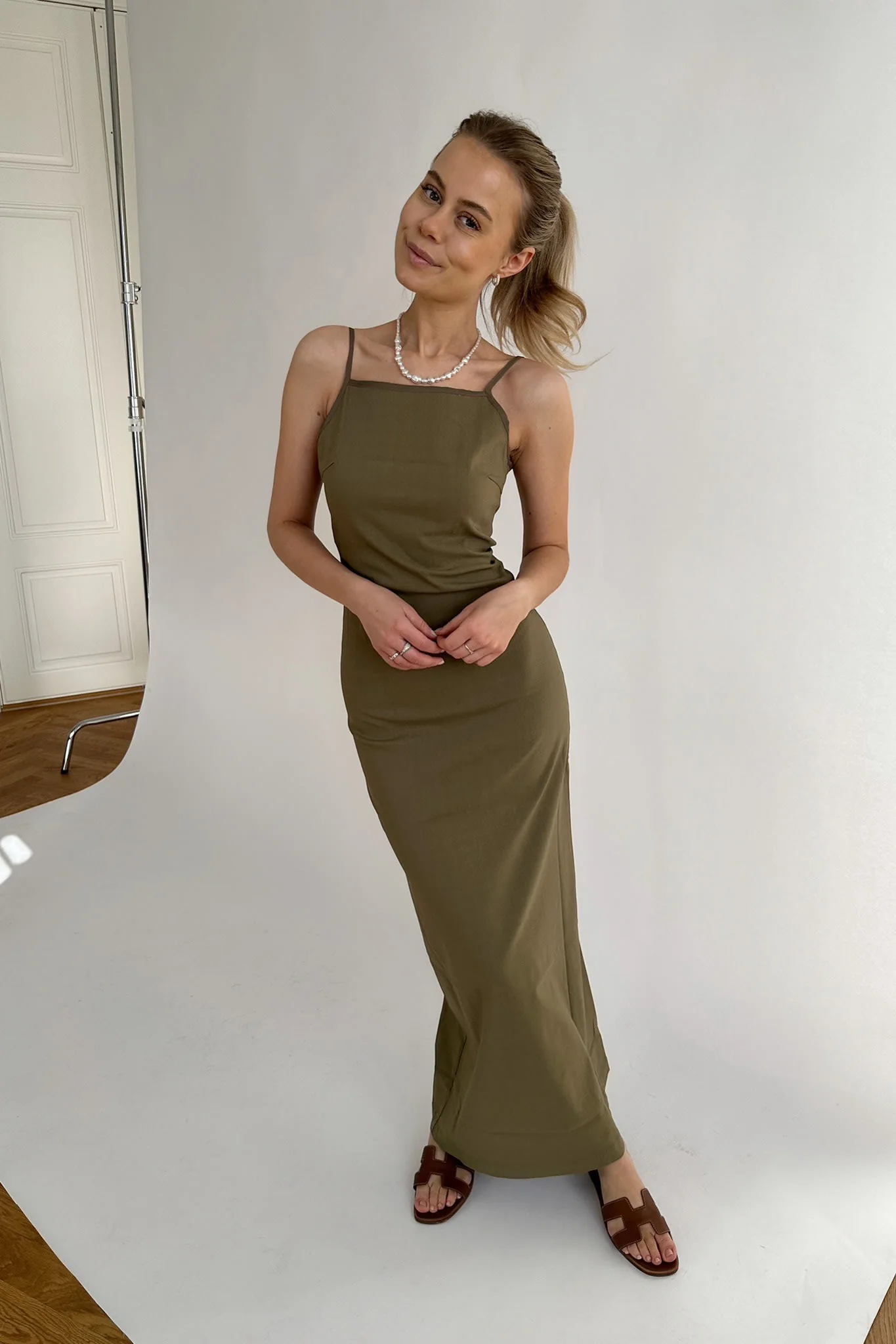 VMMathilde SL Slim Maxi Dress - Martini Olive - Image 3