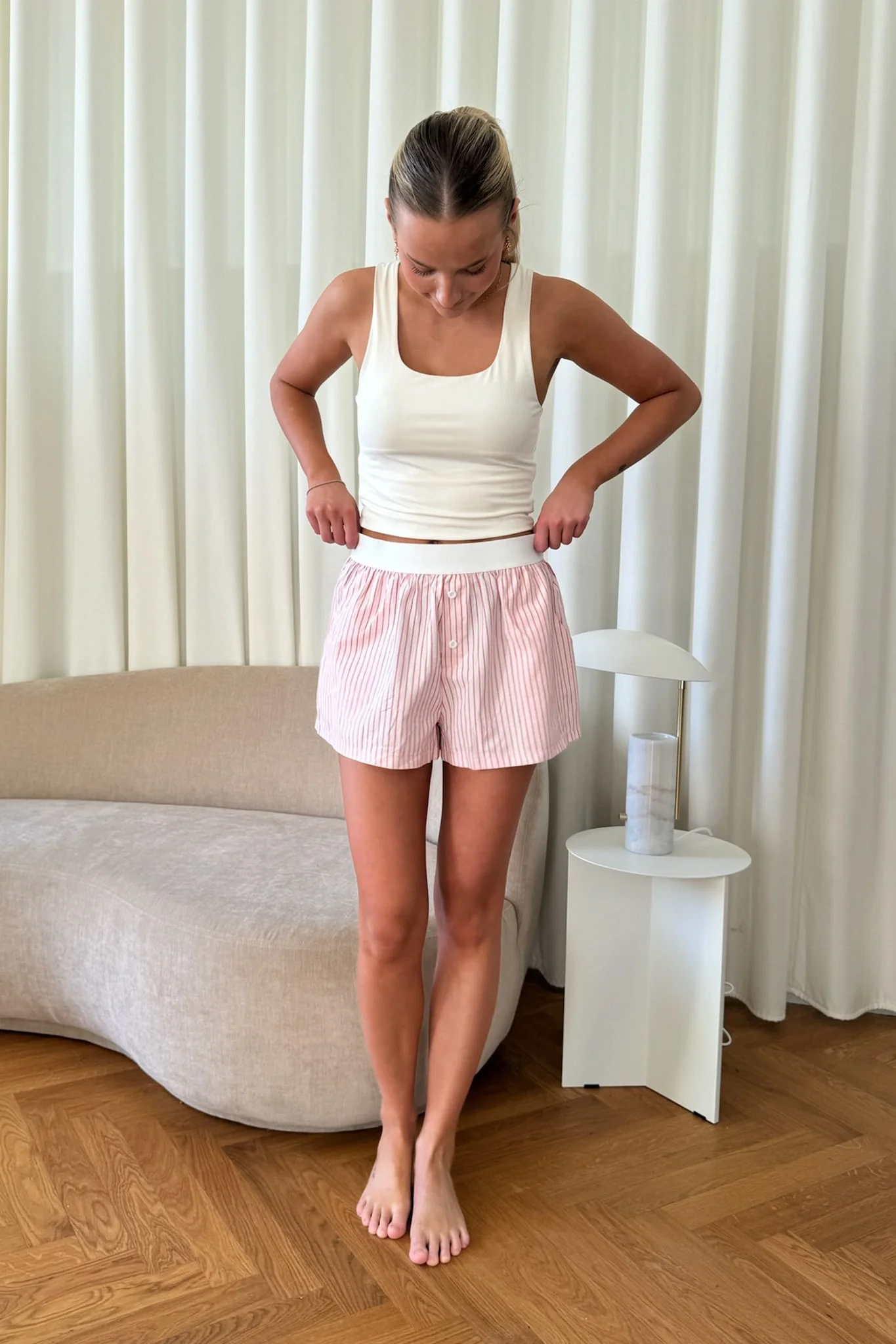 MayaIC Shorts - Light Pink Red Stripes - Image 8