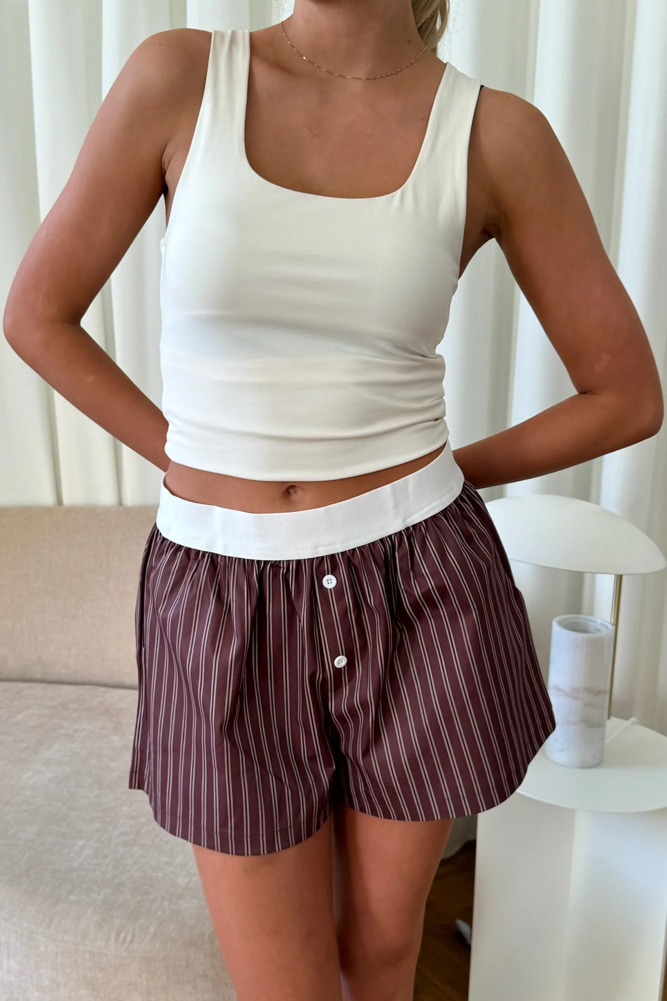 MayaIC Shorts - Dark Brown White Stripes - Image 5