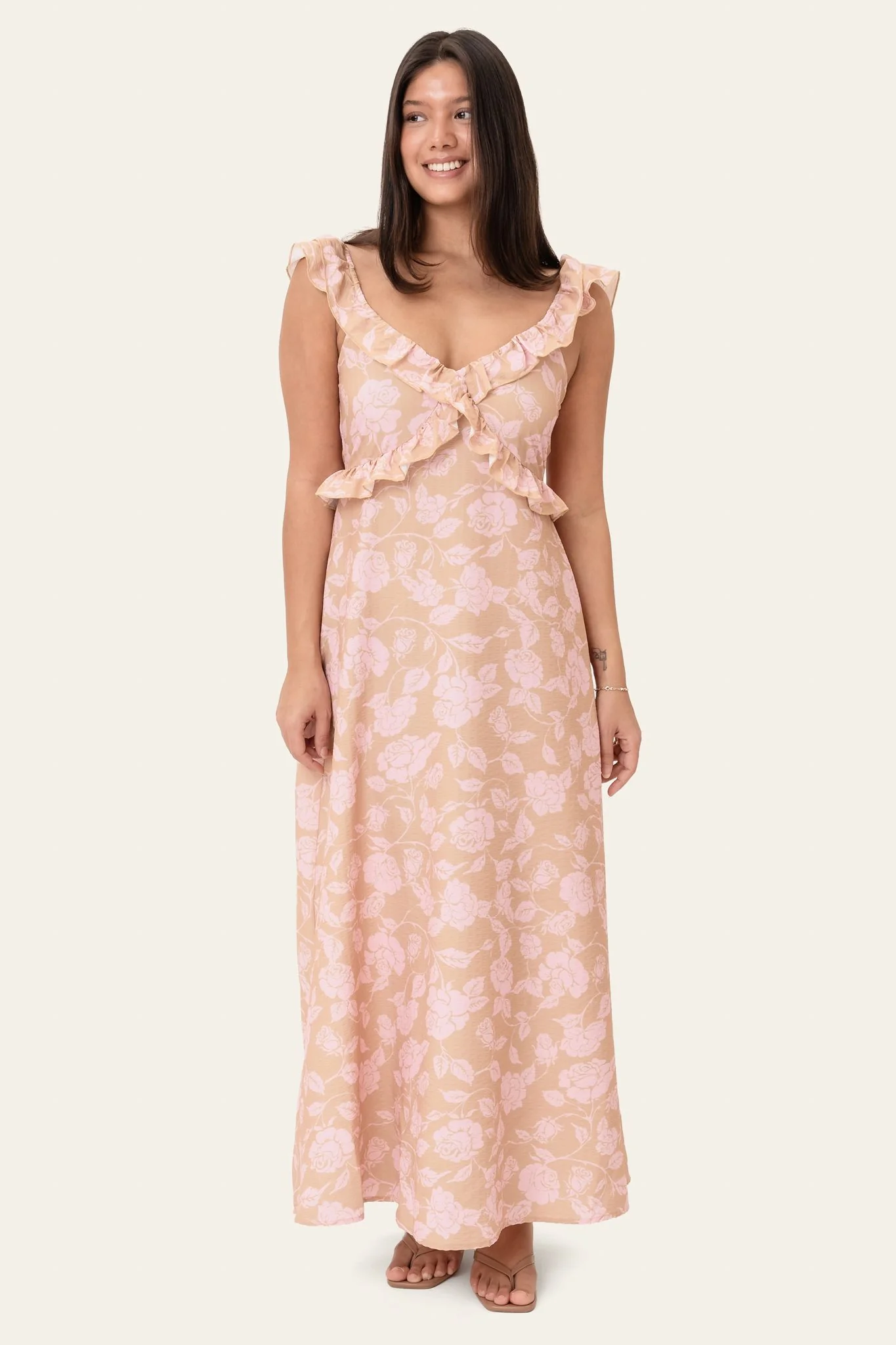 MelbaIC Dress - Beige Pink Blossom - Image 3