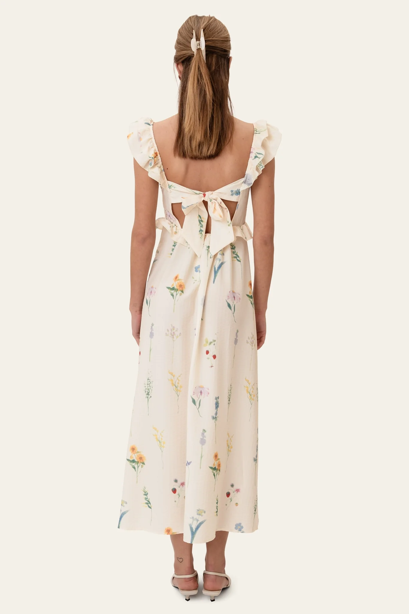 MelbaIC Dress - Off White Flower Print - Image 4