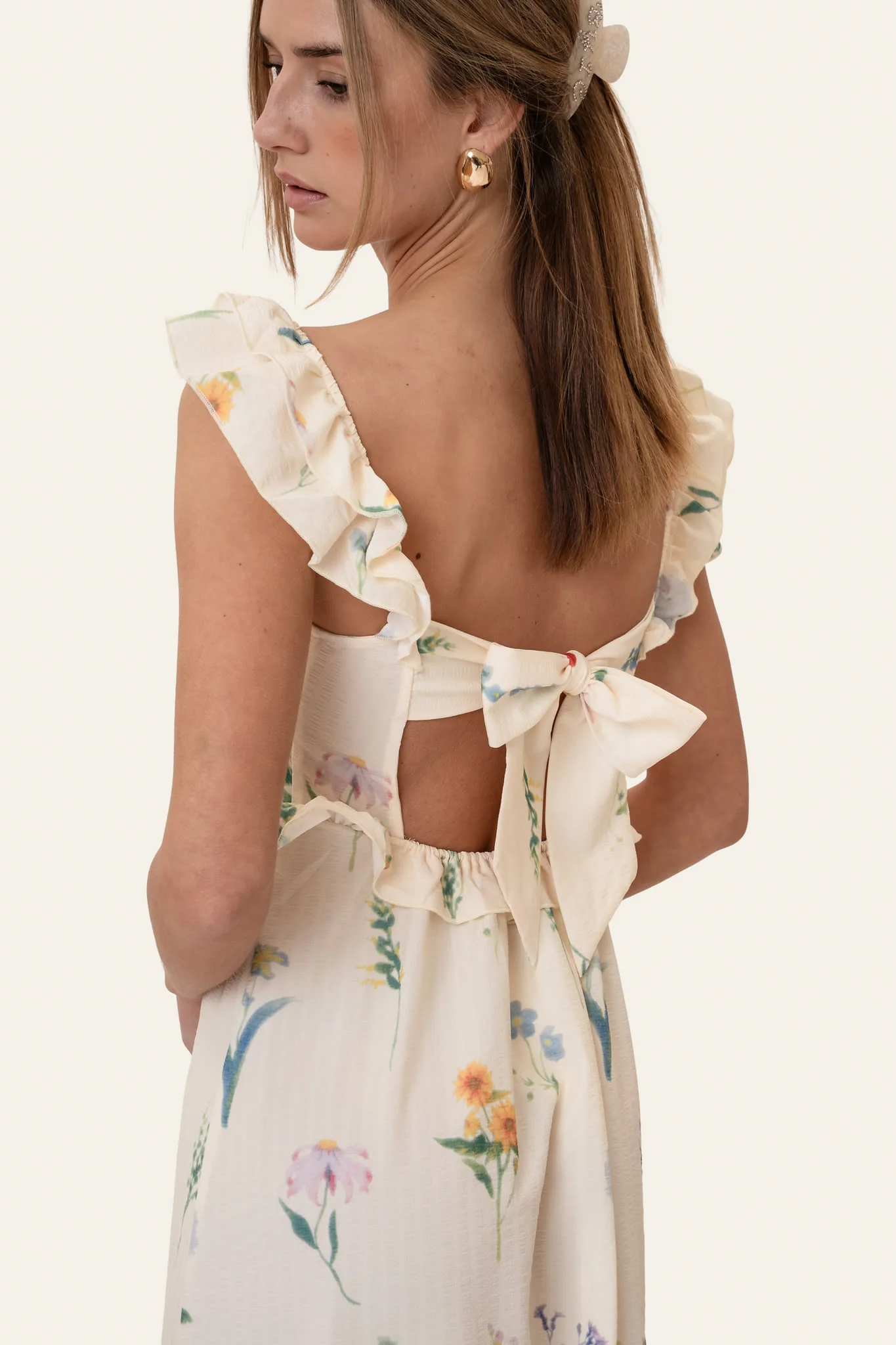 MelbaIC Dress - Off White Flower Print - Image 5