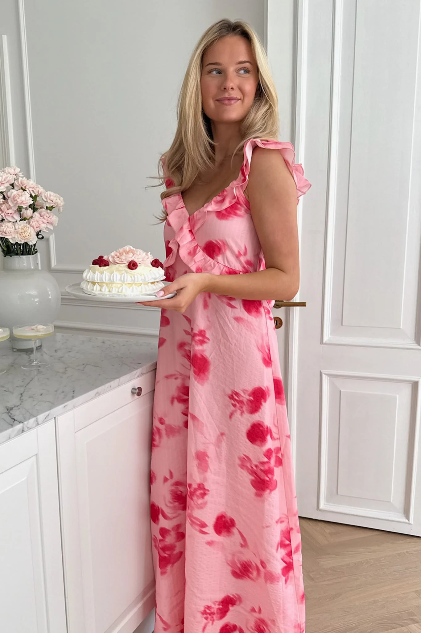 MelbaIC Dress - Abstract Pink Flower Print - Image 4