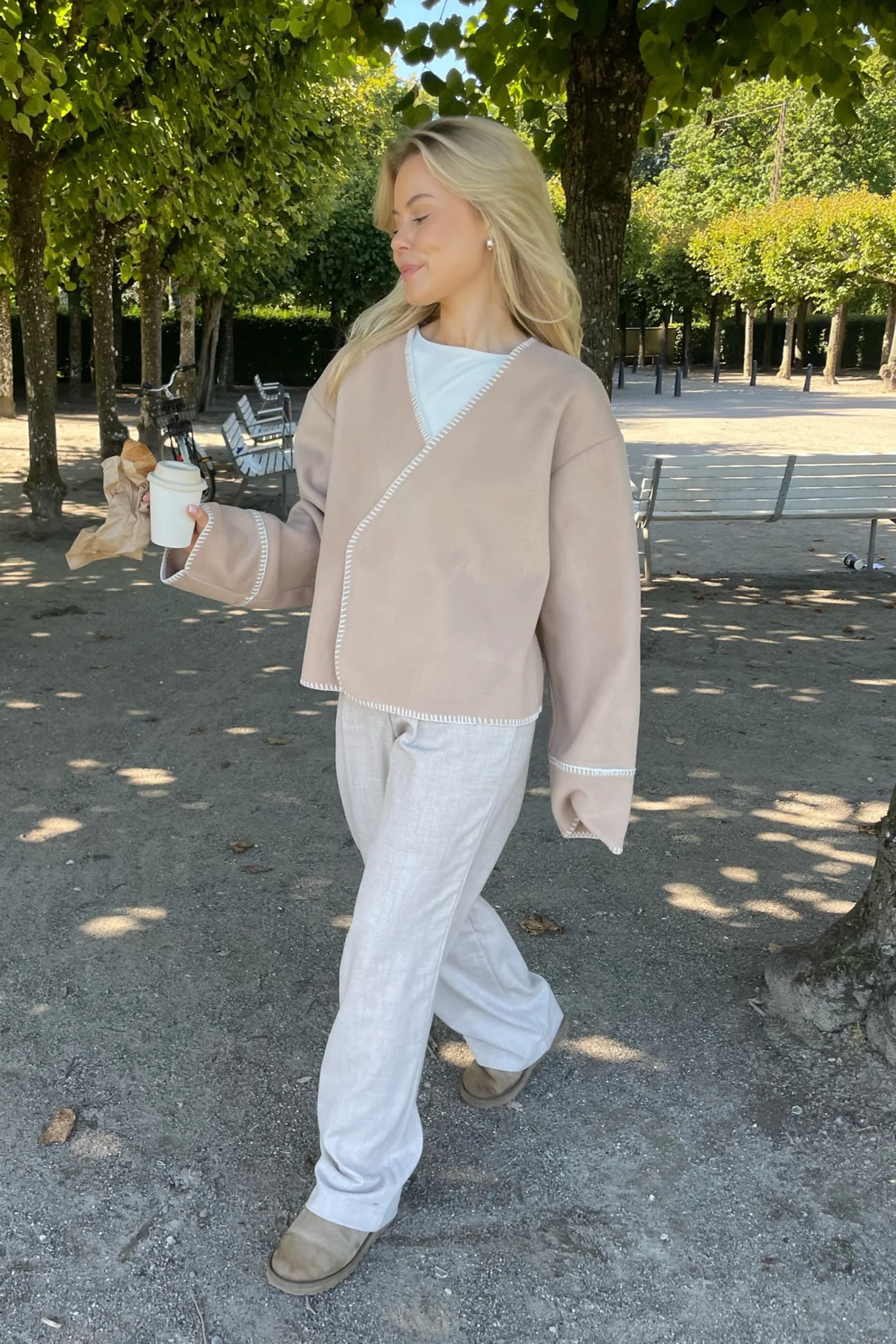 MellieIC Contrast Stitching Jacket - Beige - Image 2