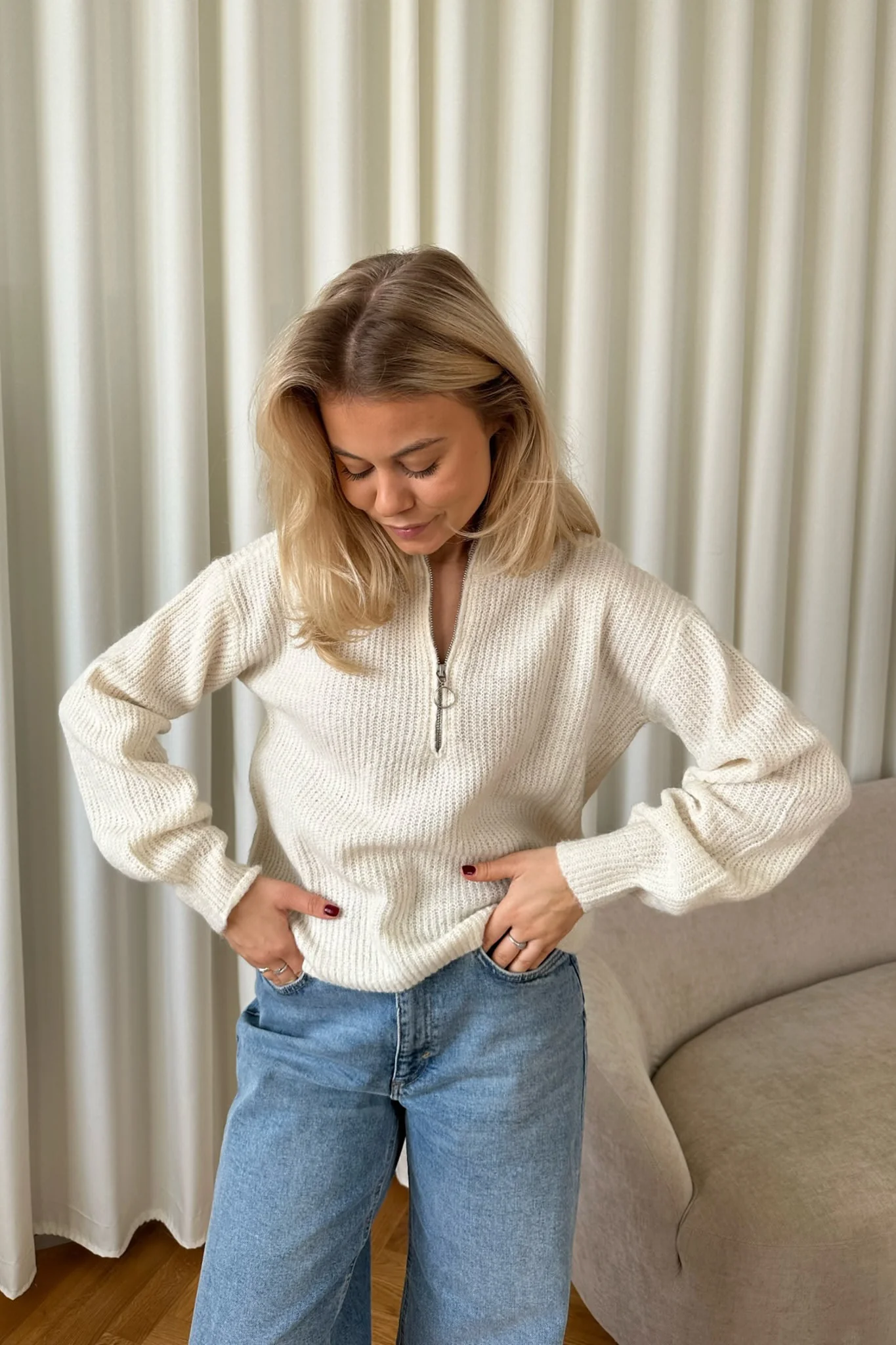 VMMili LS Zipper Pullover - Birch - Image 2