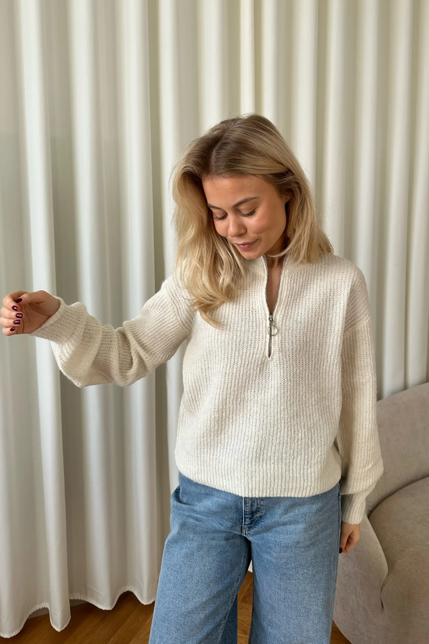 VMMili LS Zipper Pullover - Birch - Image 3