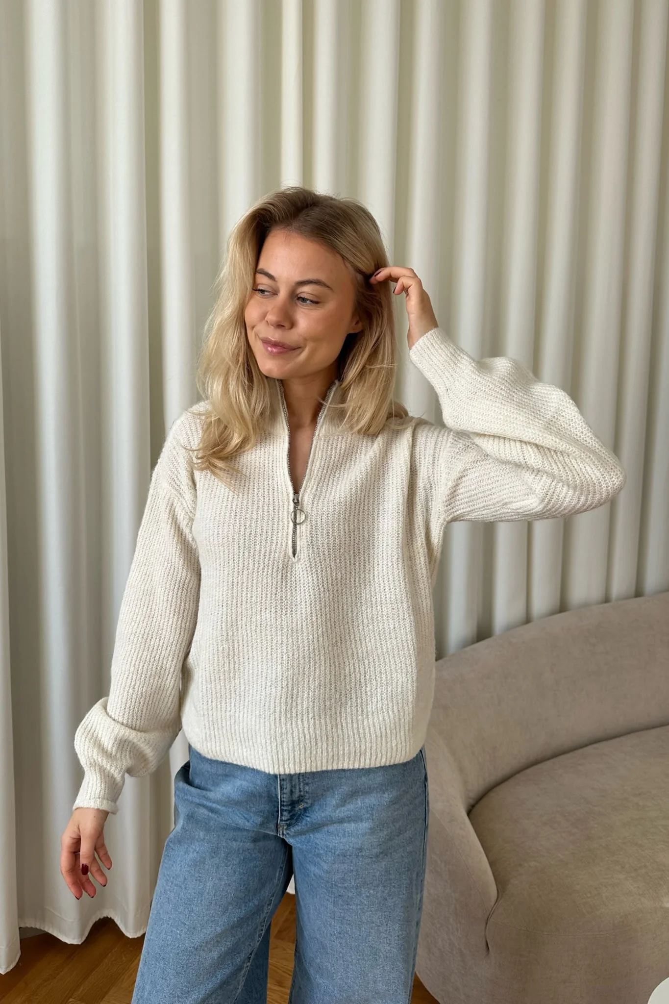 VMMili LS Zipper Pullover - Birch - Image 4