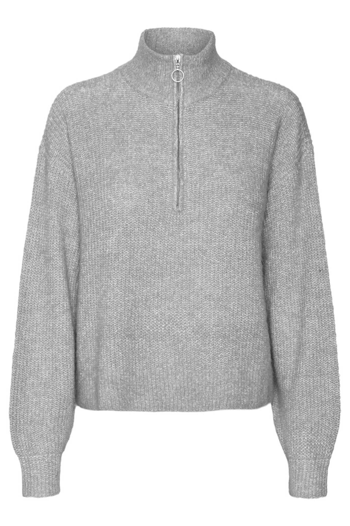 VMMili LS Zipper Pullover - Light Grey Melange - Image 4
