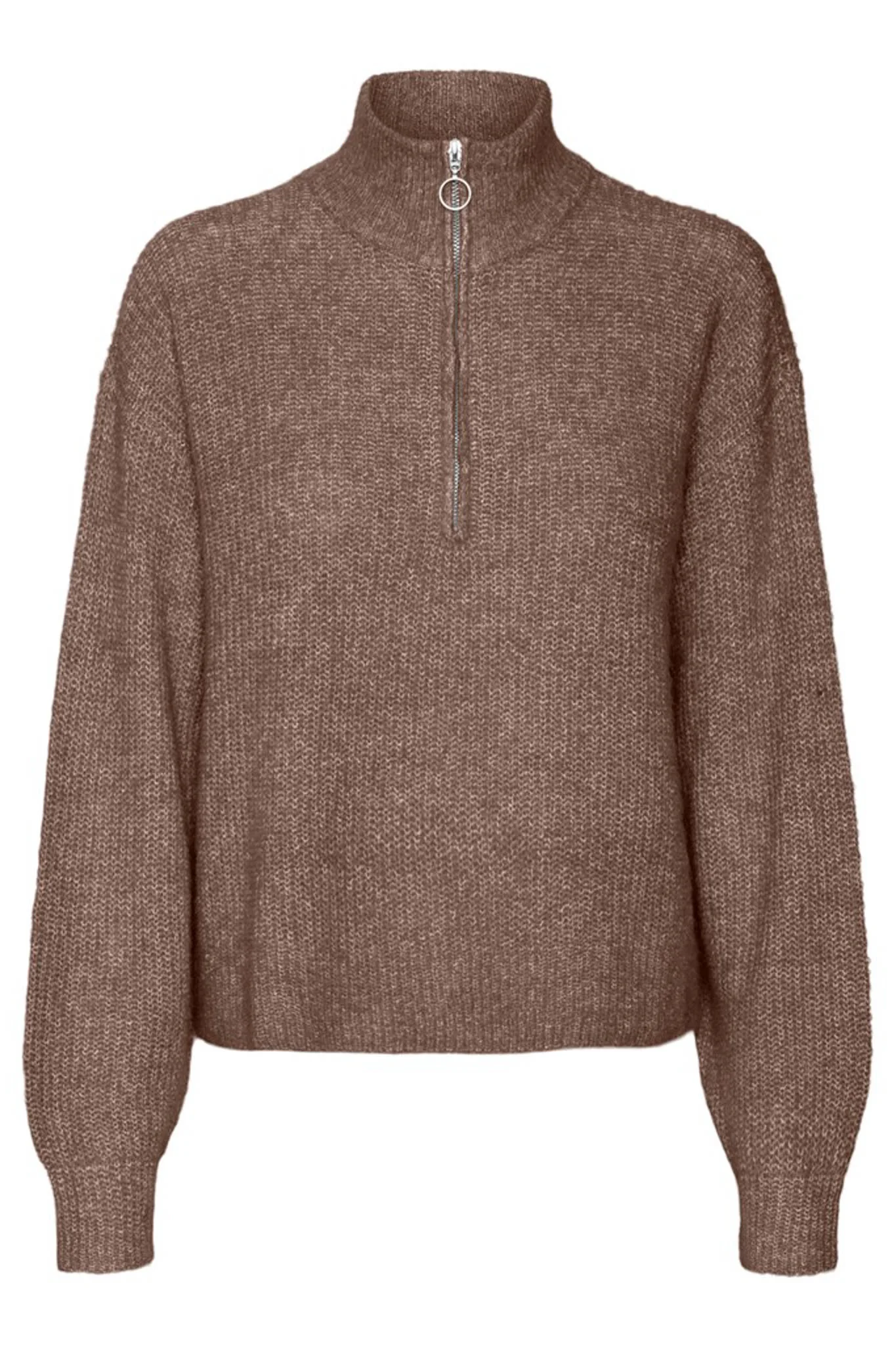 VMMili LS Zipper Pullover - Brown Lentil - Image 6