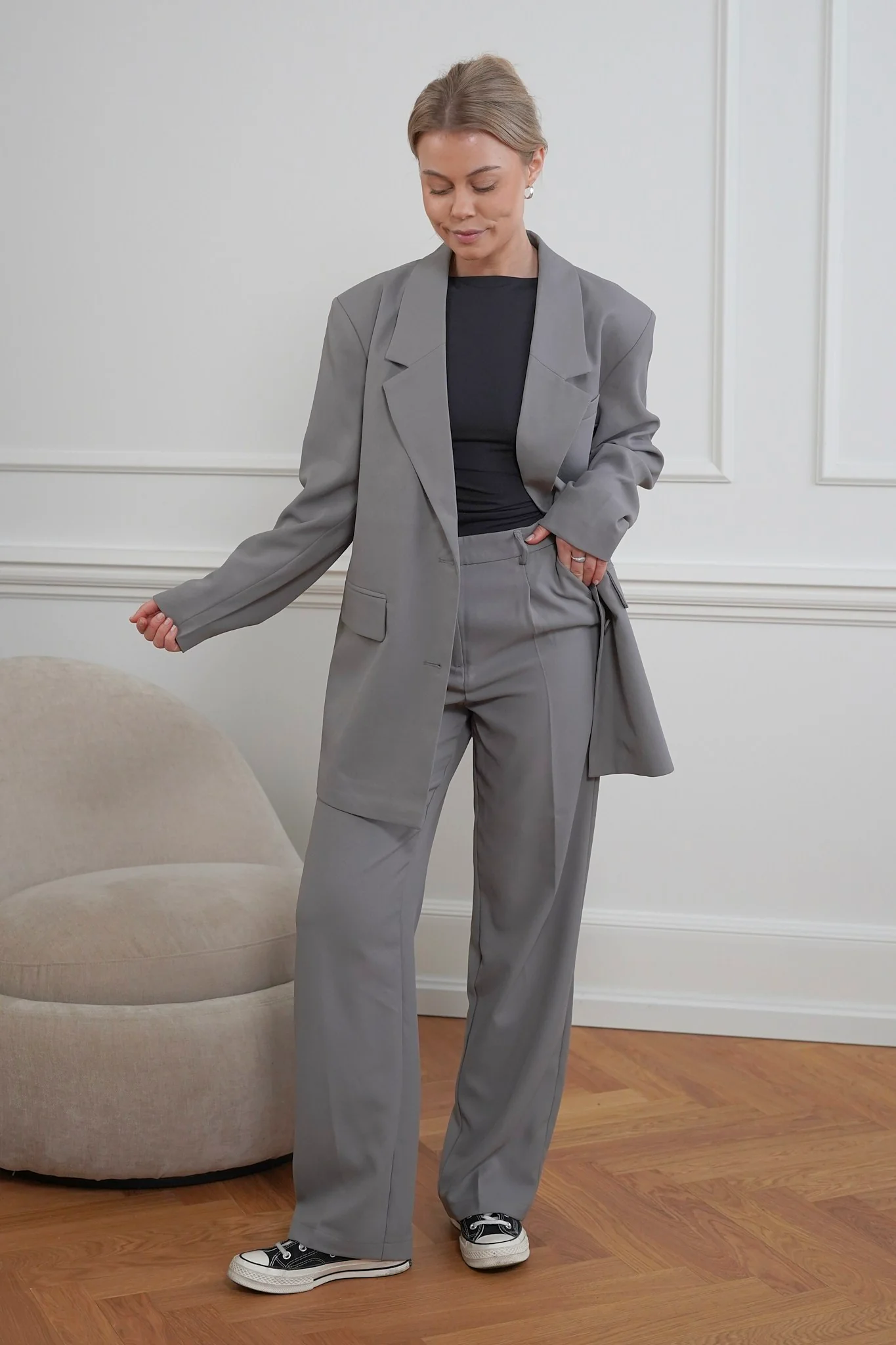 NMMilla LS Blazer - Titanium - Image 4