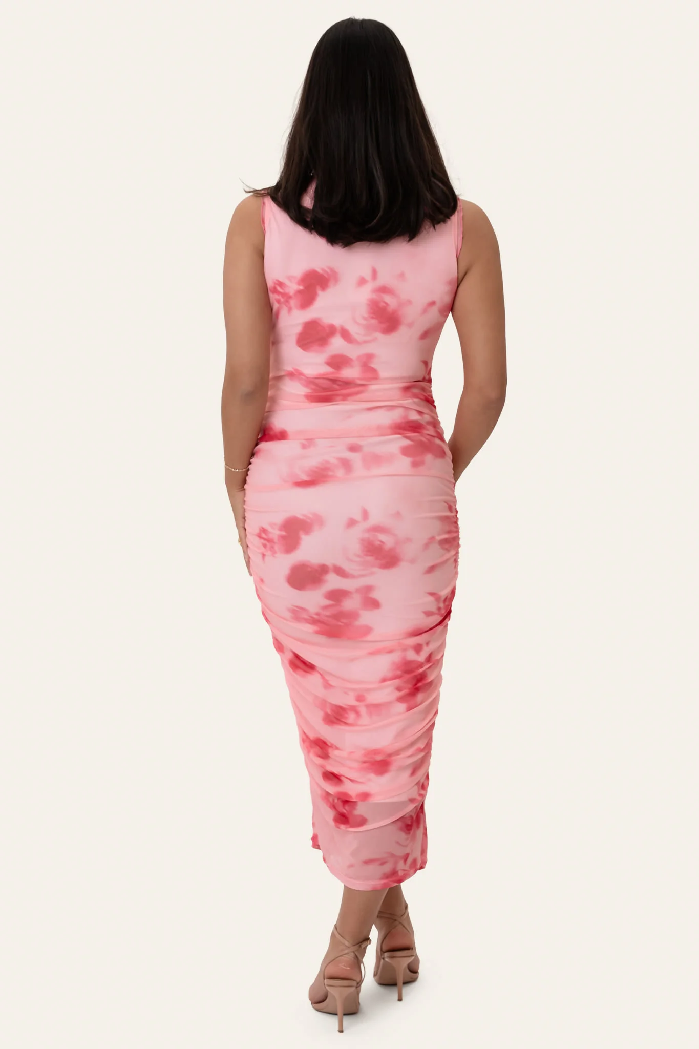 MiraIC Mesh Dress - Abstract Pink Flower Print - Image 3