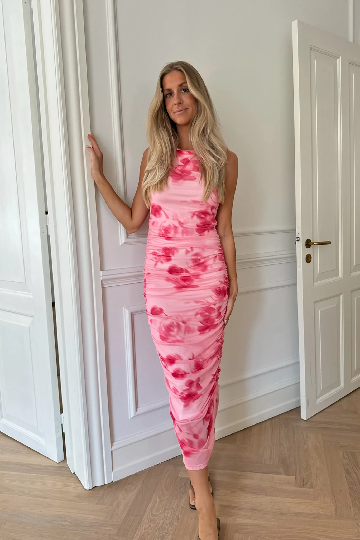 MiraIC Mesh Dress - Abstract Pink Flower Print - Image 7