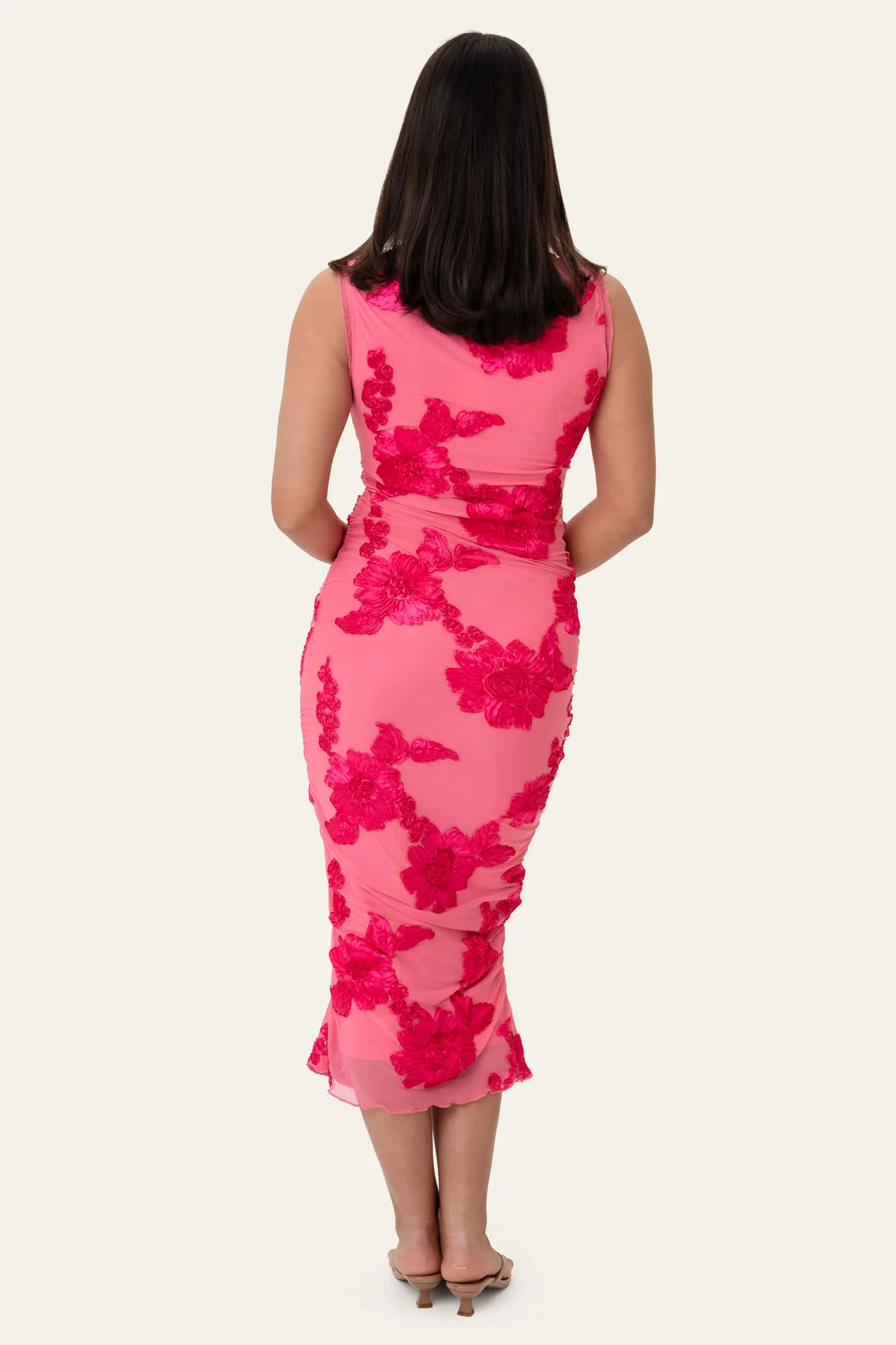 MiraIC Mesh Dress - Fuchsia Pink Flower - Image 3