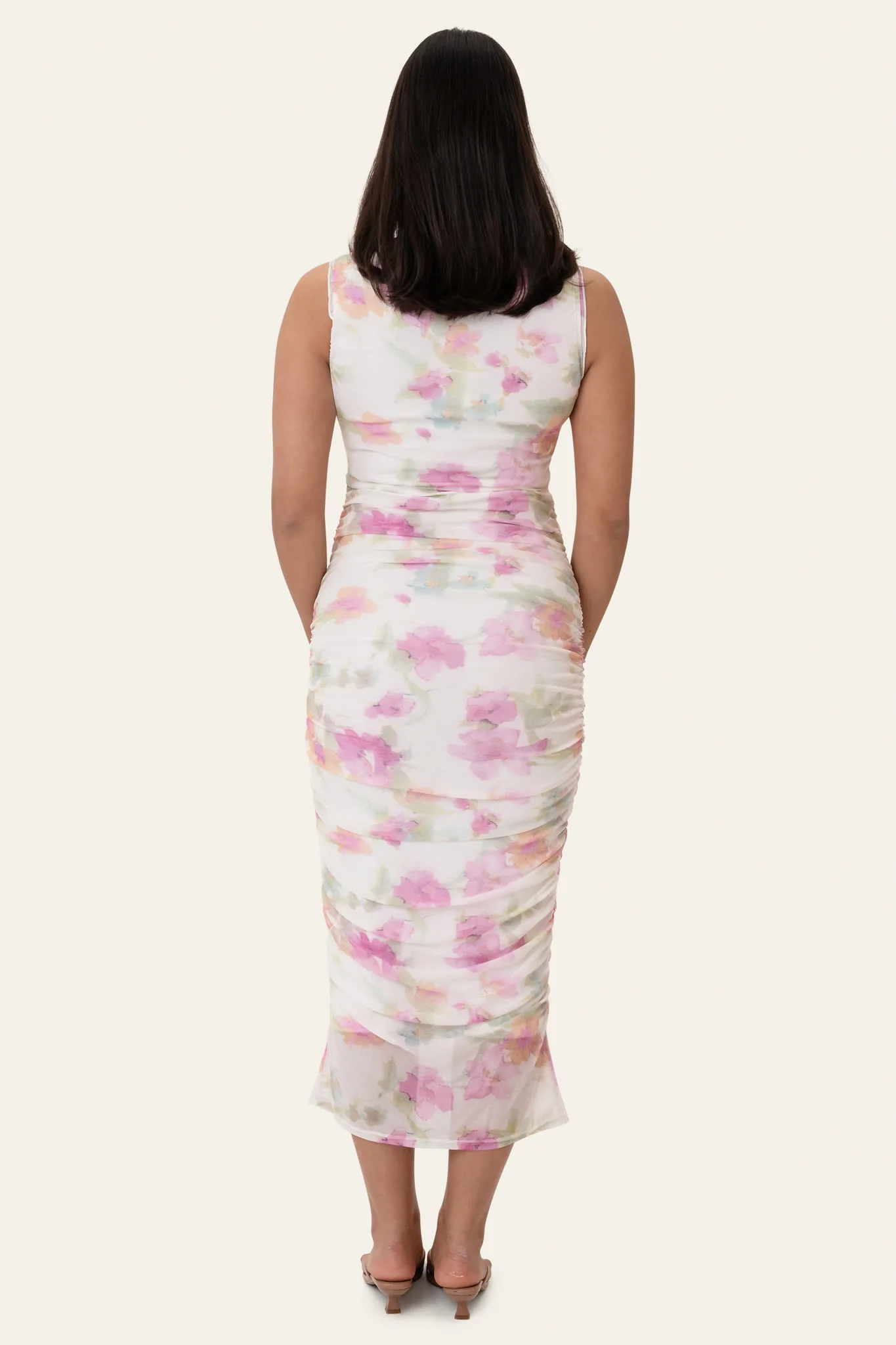 MiraIC Mesh Dress - Pink Flower Blush Print - Image 3
