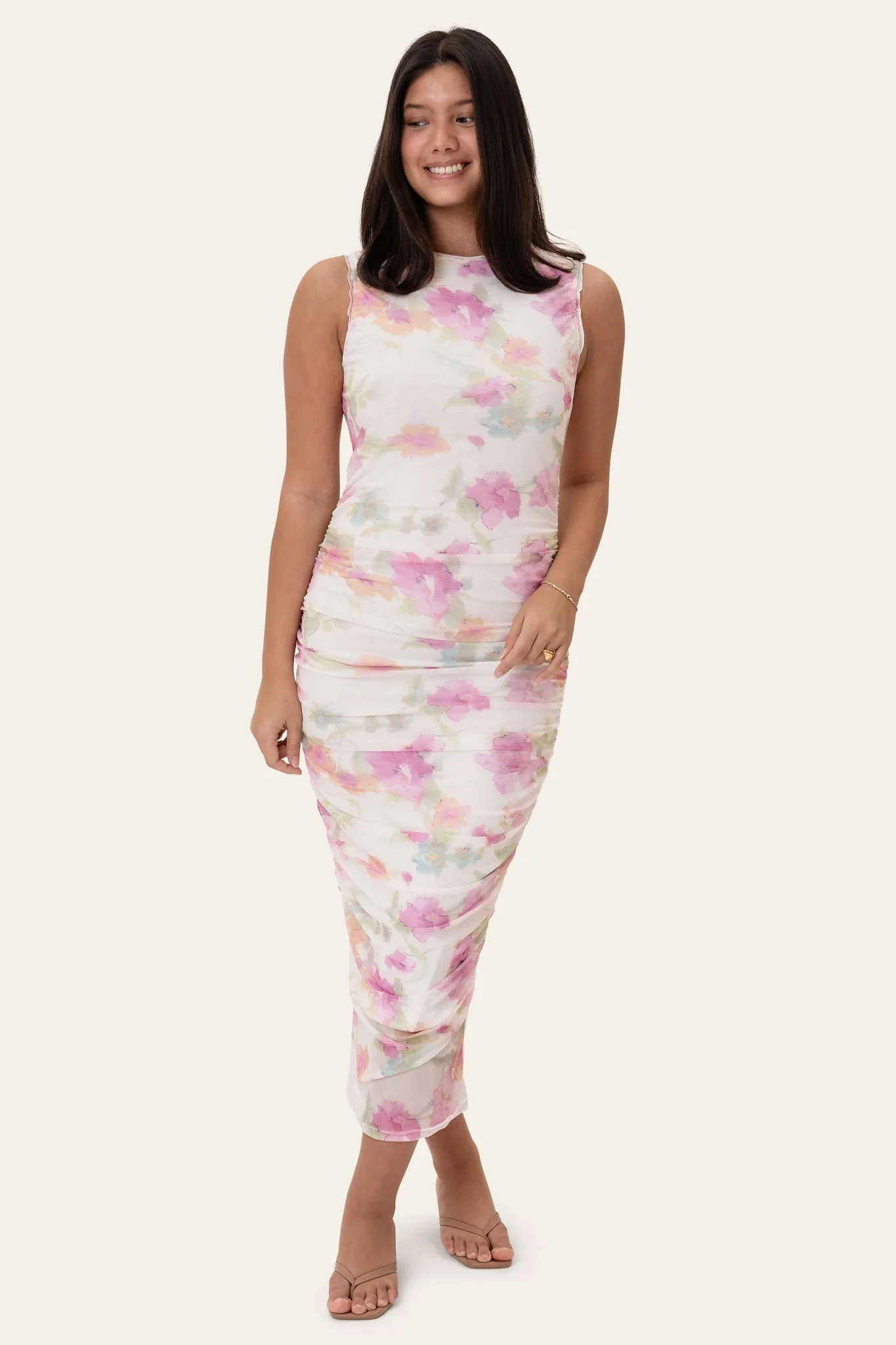MiraIC Mesh Dress - Pink Flower Blush Print - Image 4
