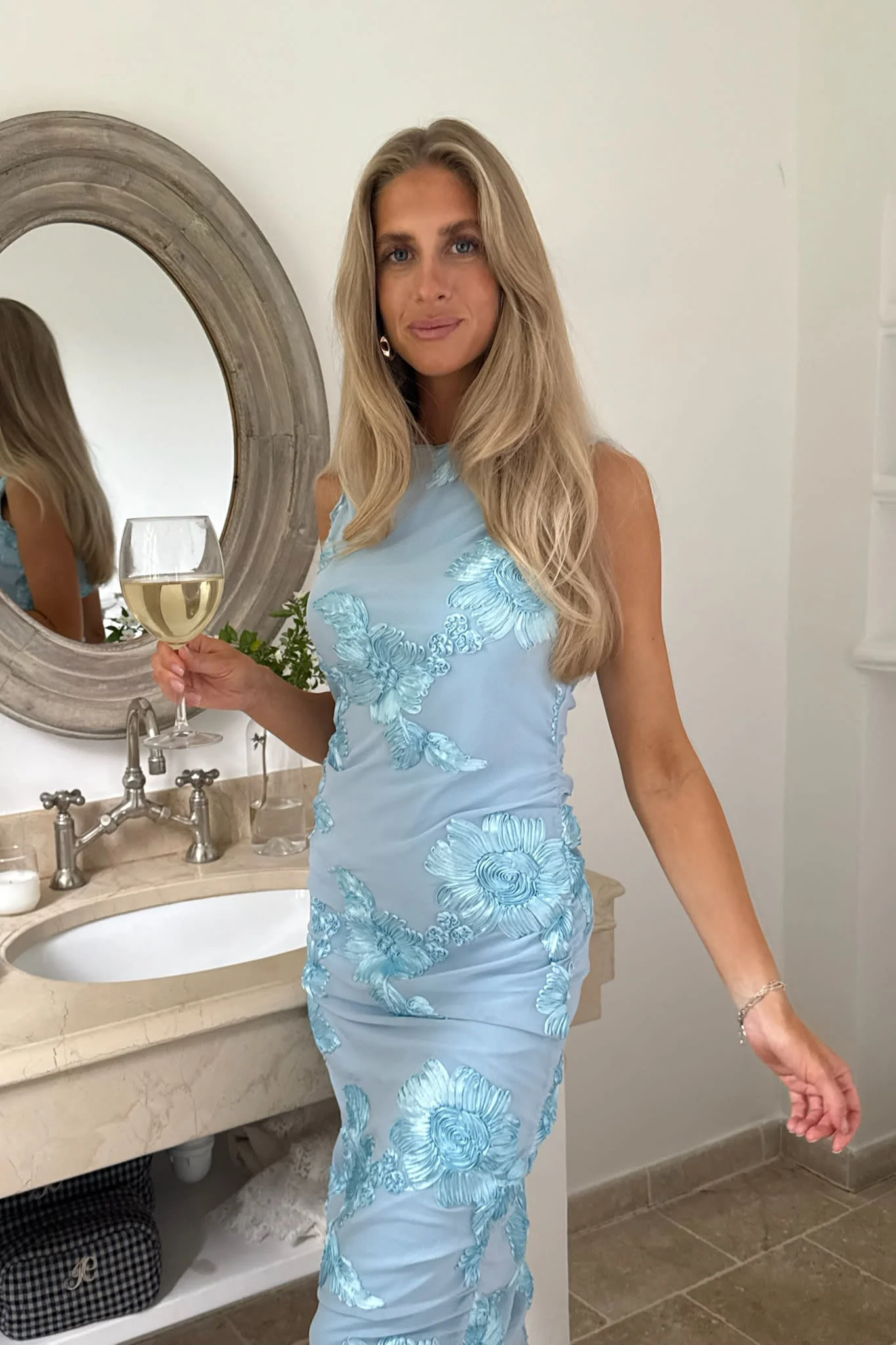 MiraIC Mesh Dress - Blue Flower - Image 2
