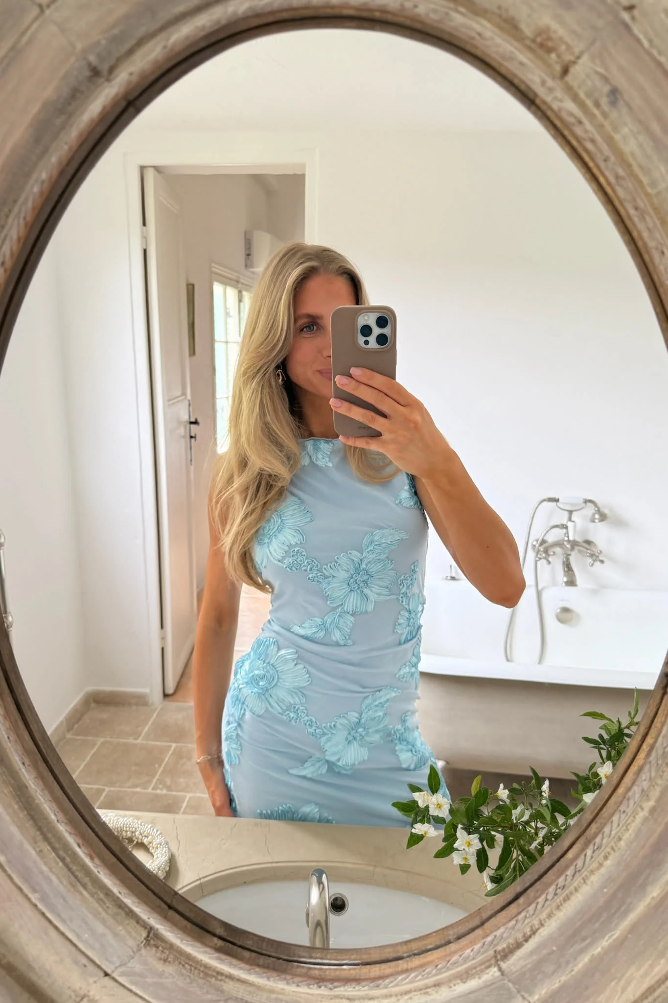 MiraIC Mesh Dress - Blue Flower - Image 4