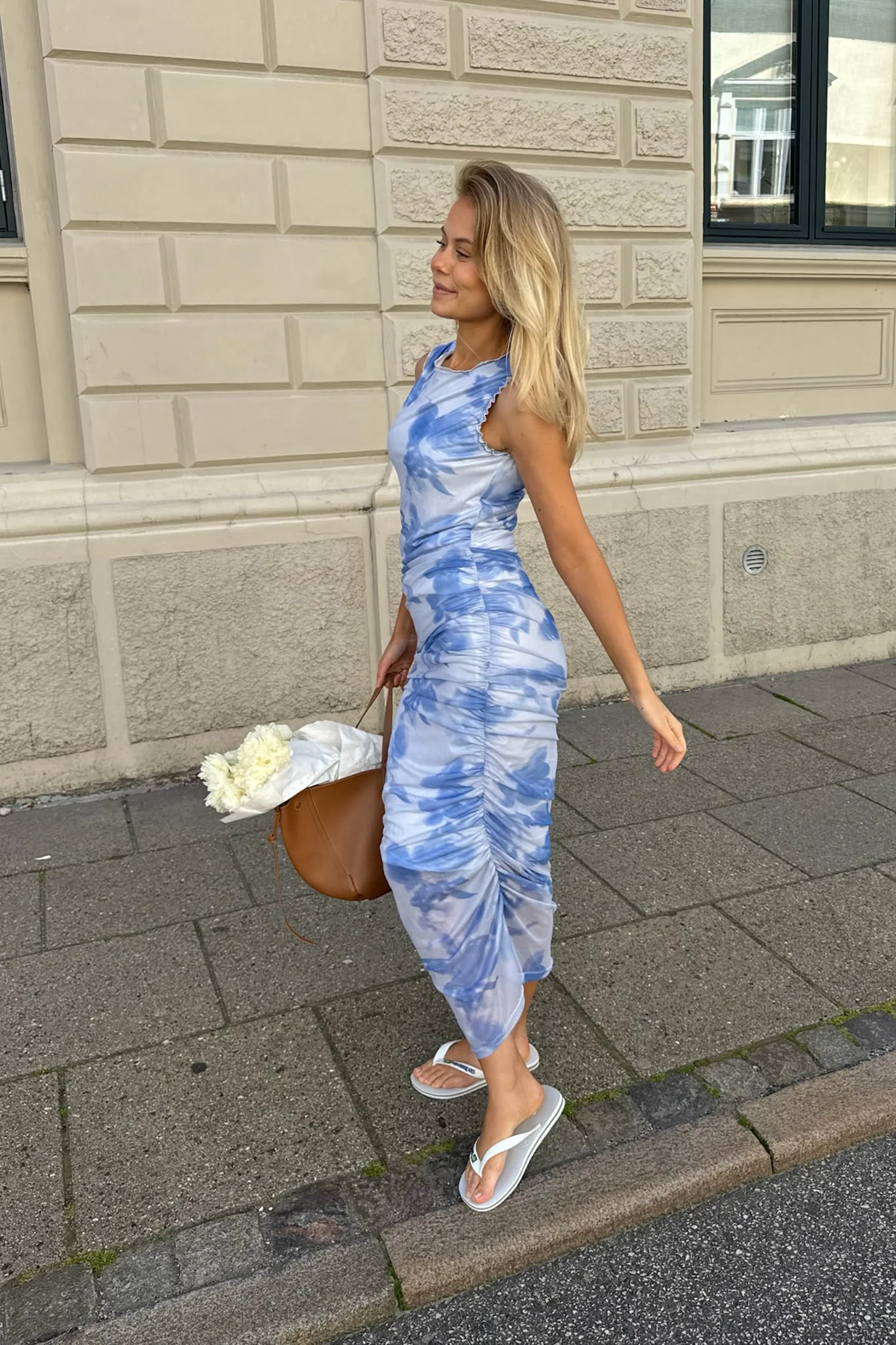 MiraIC Mesh Dress - Abstract Blue Flower Print - Image 3