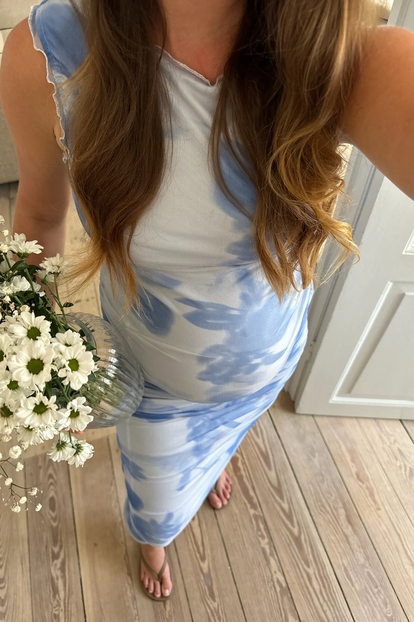 MiraIC Mesh Dress - Abstract Blue Flower Print - Image 7