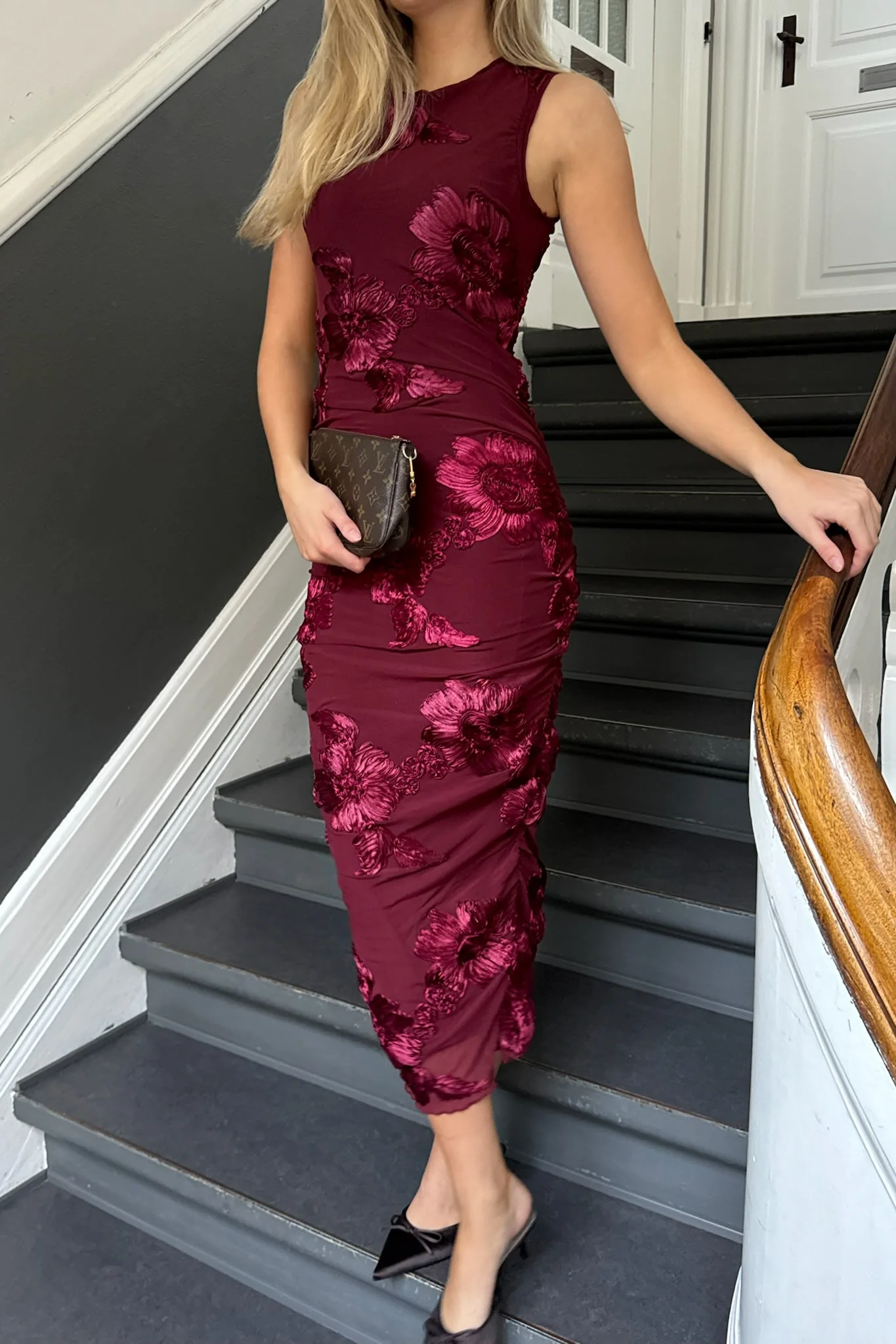 MiraIC Mesh Dress - Bordeaux - Image 5