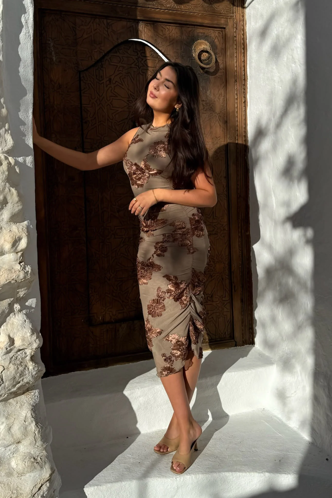 MiraIC Mesh Dress - Mocca Flower - Image 2