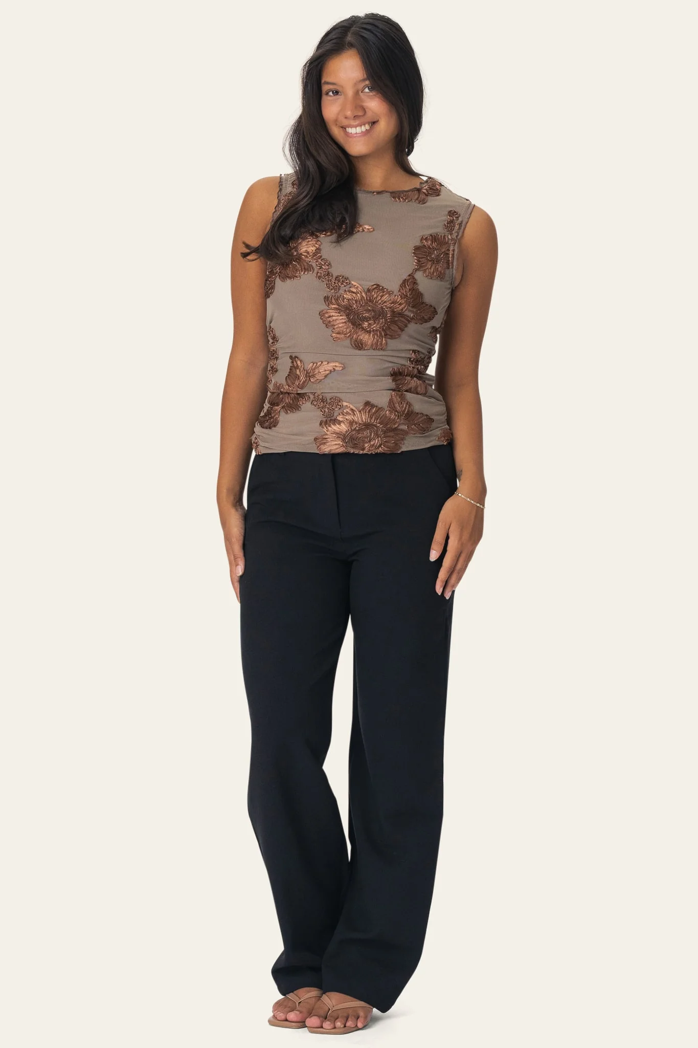 MiraIC Mesh Top - Mocca Flower - Image 3
