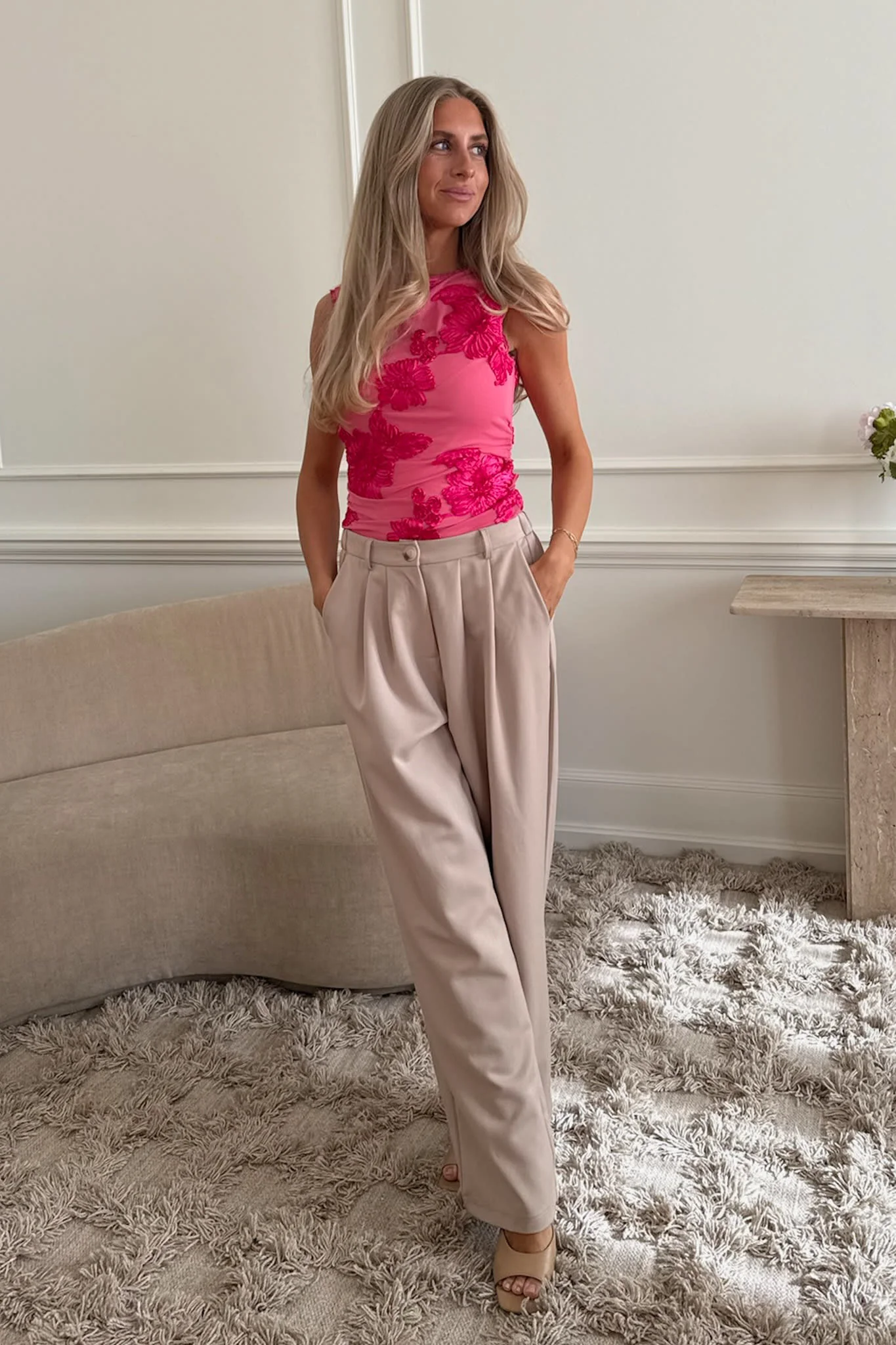 MiraIC Mesh Top - Fuchsia Pink Flower - Image 3
