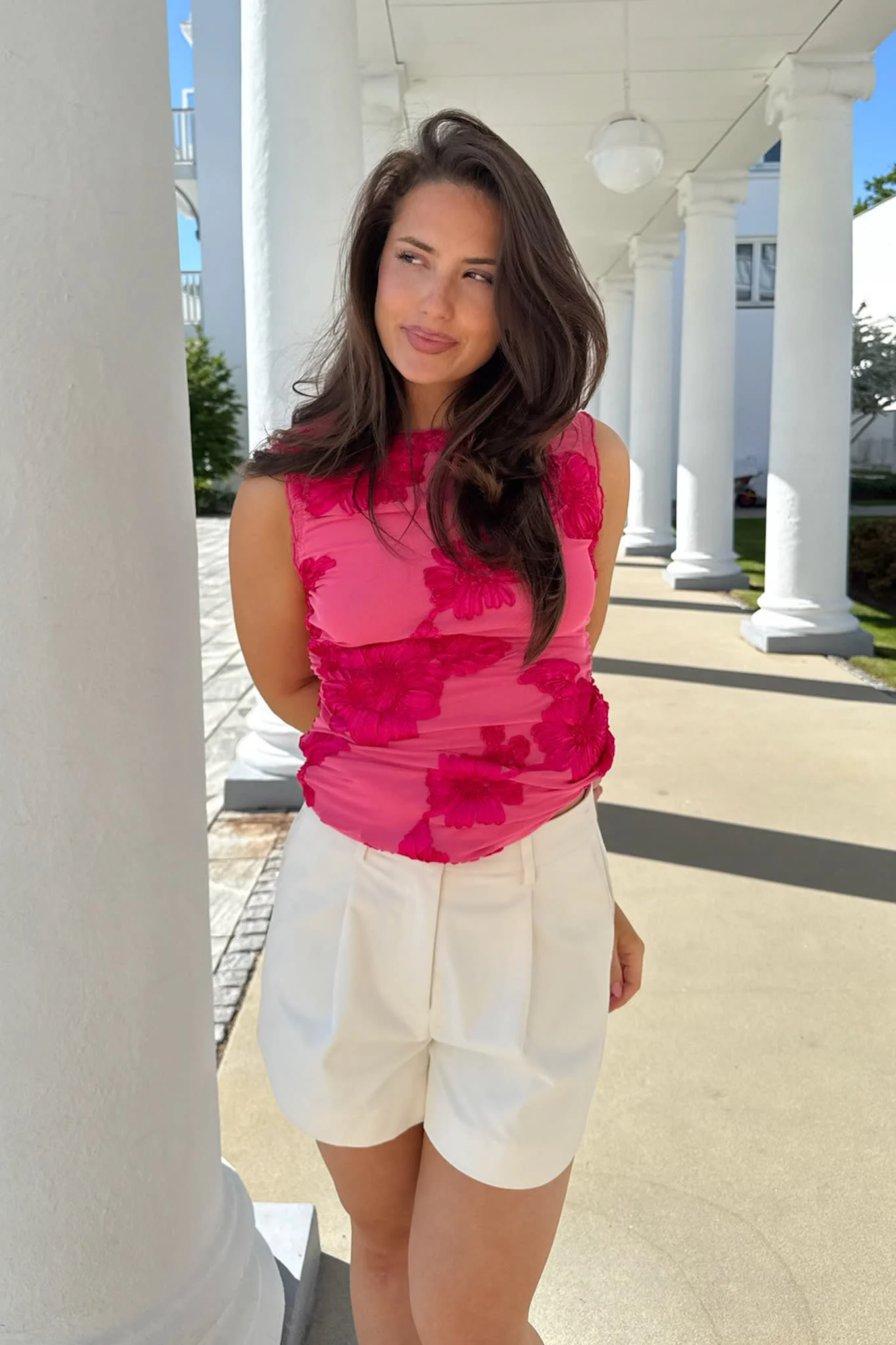 MiraIC Mesh Top - Fuchsia Pink Flower - Image 5