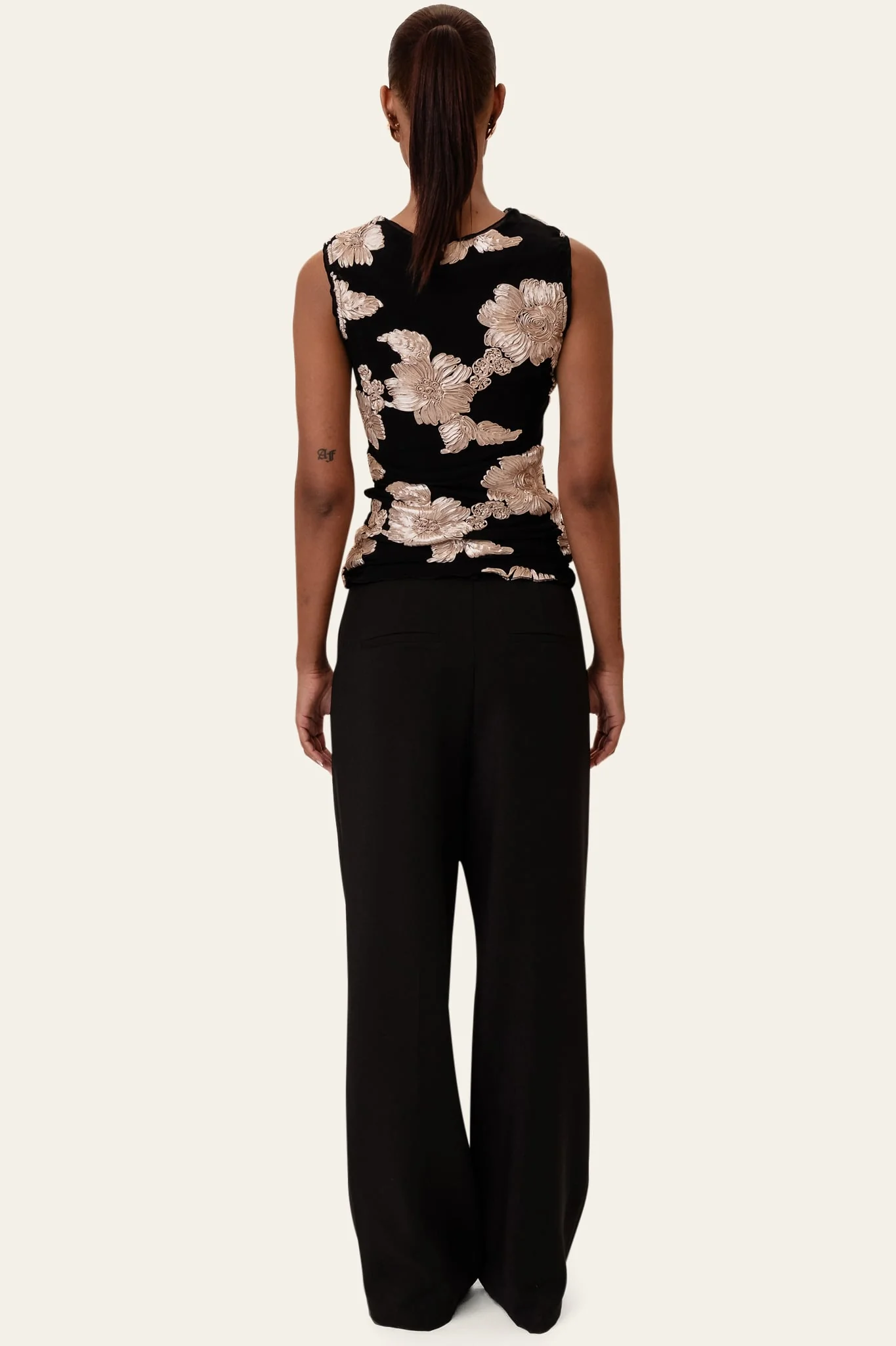MiraIC Mesh Top - Black Beige Flower - Image 4