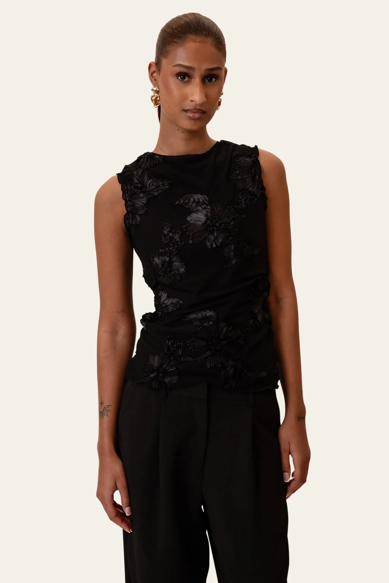 MiraIC Mesh Top - Black Flower - Image 4