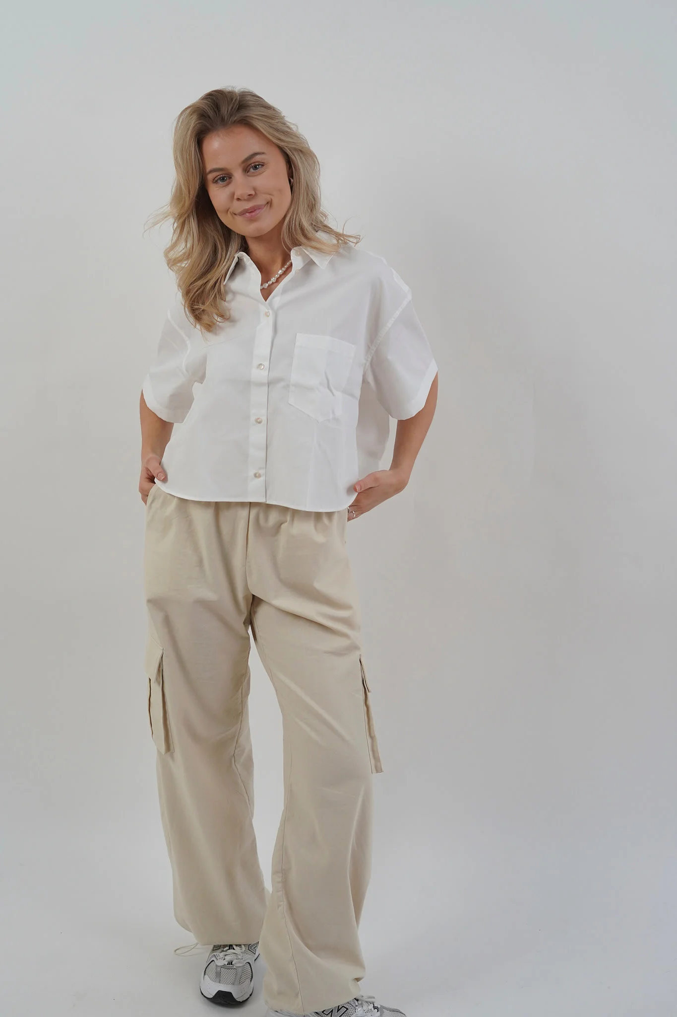 JXMolly SS Relaxed Poplin Shirt - White - Image 2
