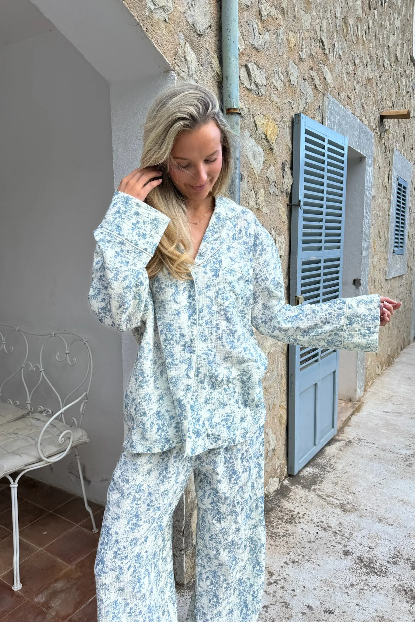 NajaIC Pants - White Blue Print - Image 5