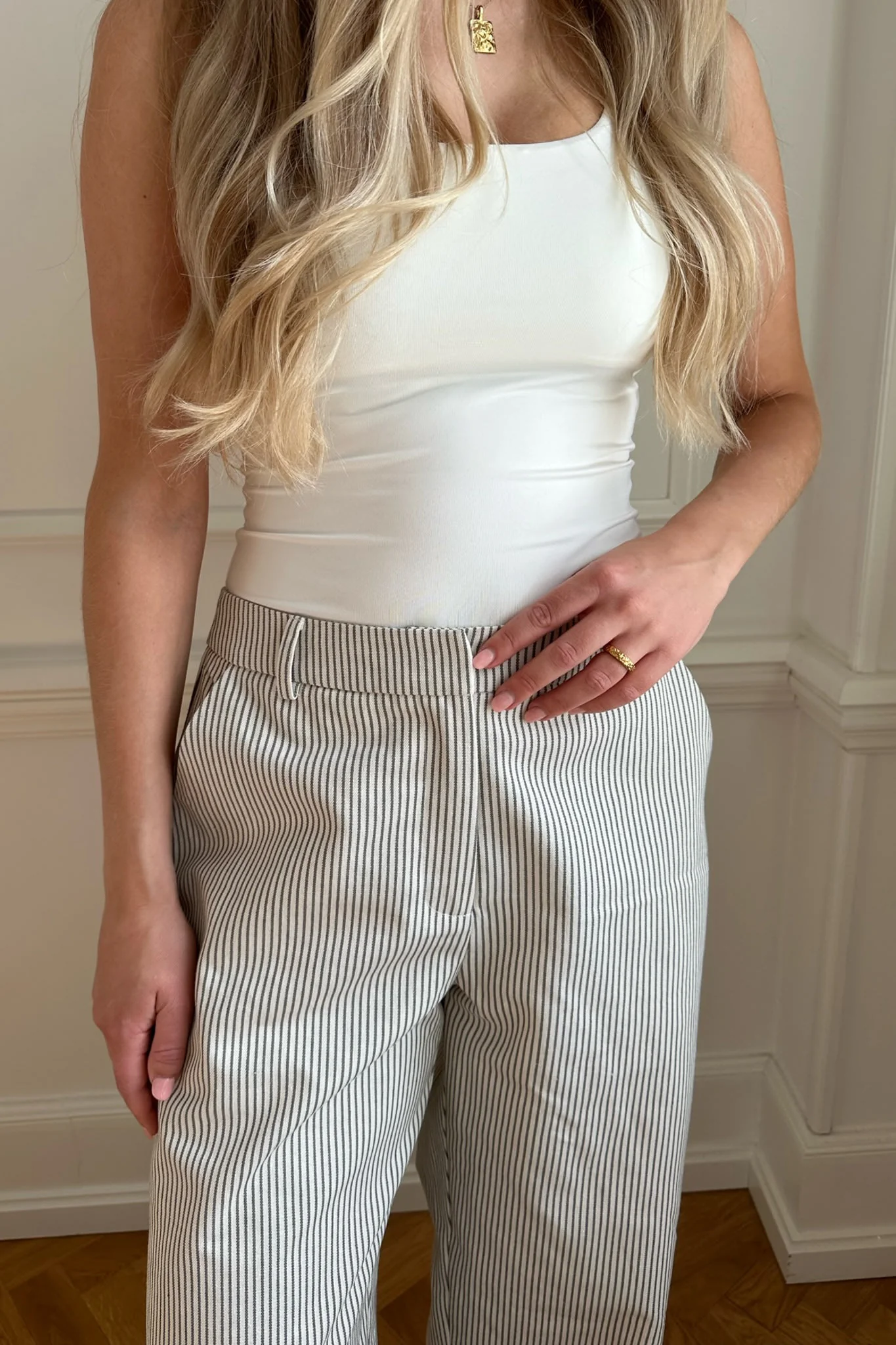NannaIC Pants - Dark Beige Woven Stripe - Image 7