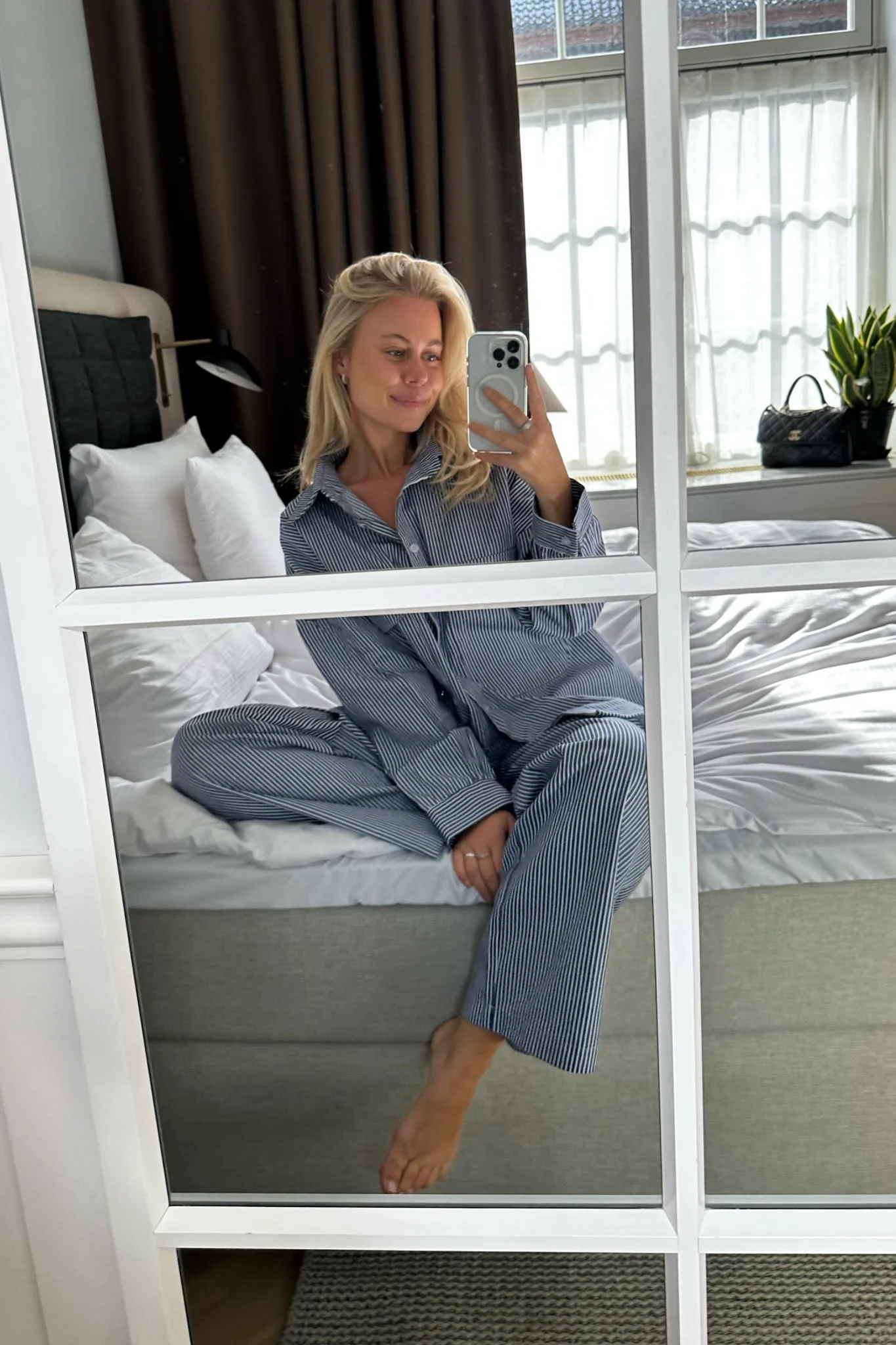 NannaIC Oversized Shirt - Blue Woven Stripe - Image 10