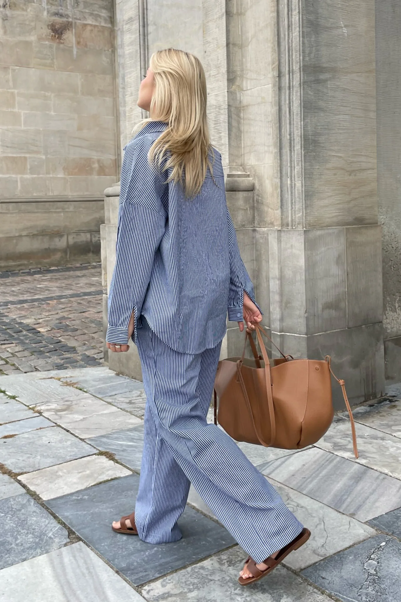 NannaIC Oversized Shirt - Blue Woven Stripe - Image 2