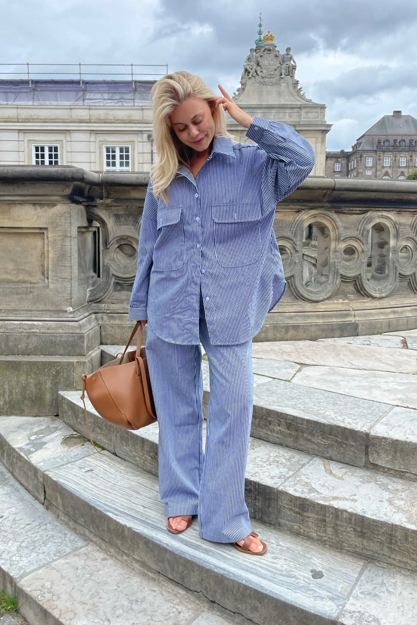 NannaIC Oversized Shirt - Blue Woven Stripe - Image 5