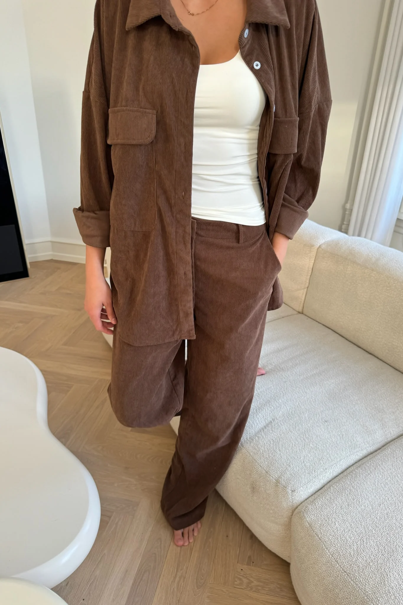 NannaIC Oversized Shirt - Brown Corduroy - Image 3
