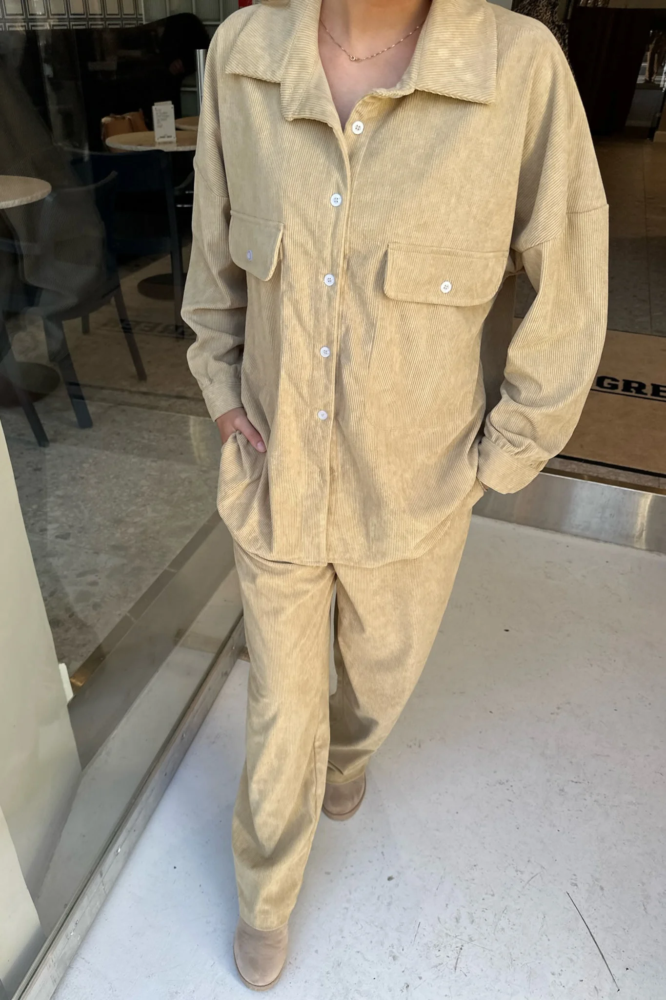 NannaIC Oversized Shirt - Light Brown Corduroy - Image 7