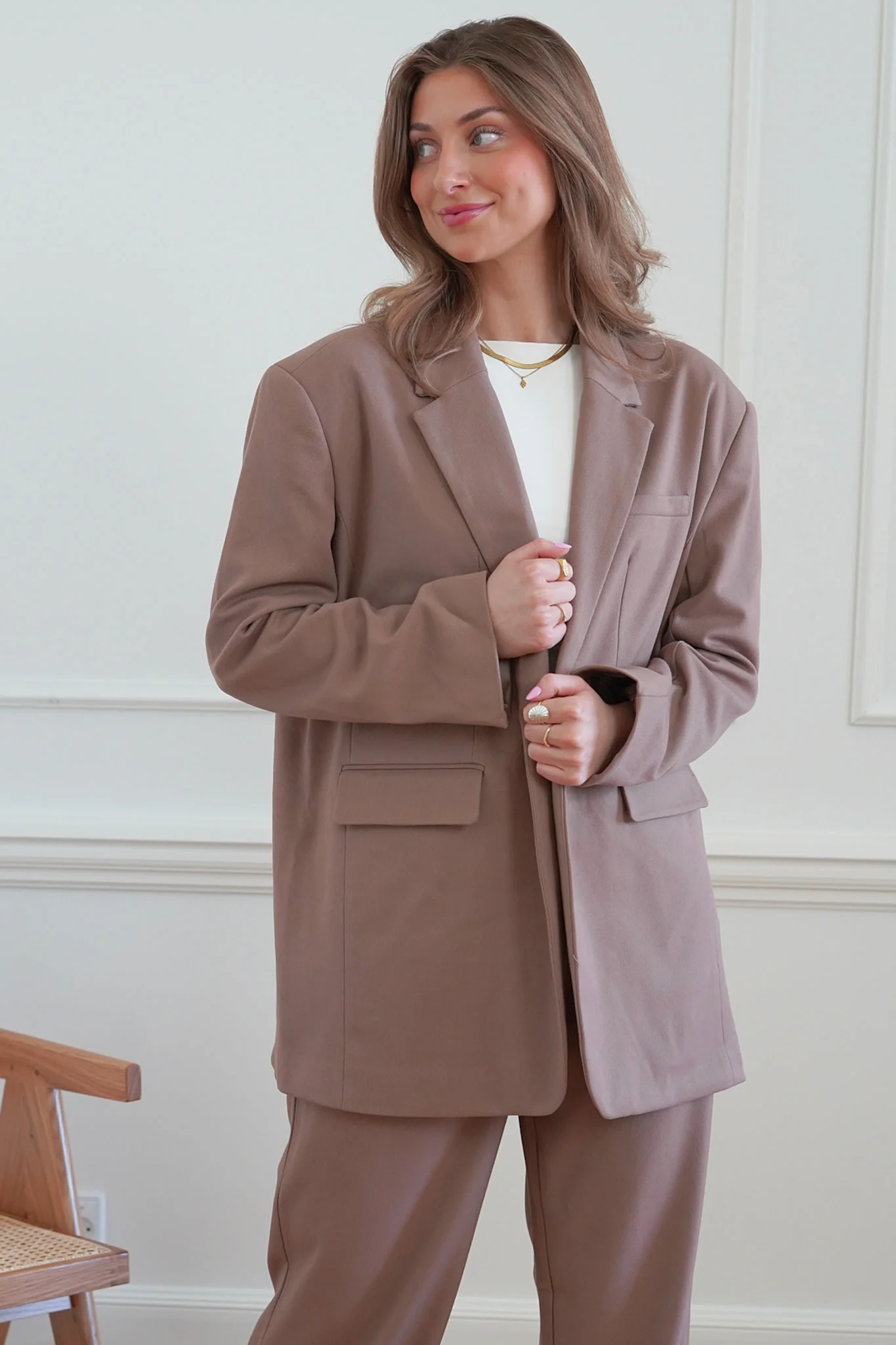 SNNaomi LS Oversize Blazer - Caribou - Image 2