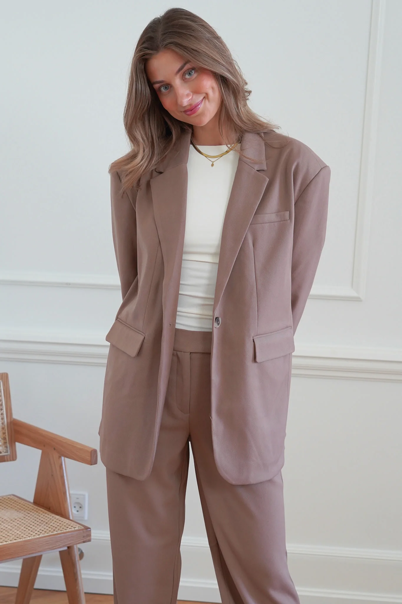SNNaomi LS Oversize Blazer - Caribou - Image 3