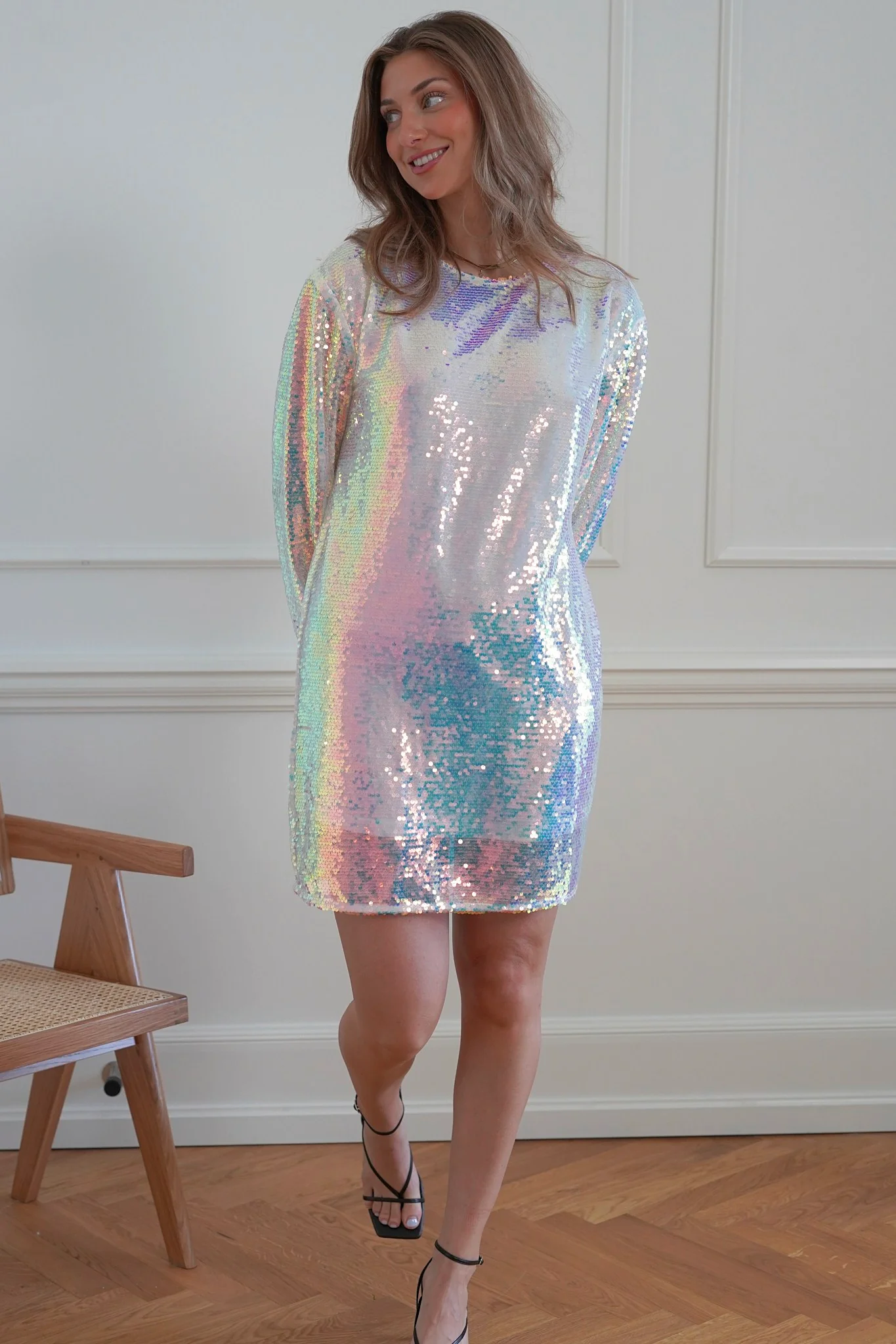 SNNaomi LS Sequin Mini Dress - Silver Sequin - Image 7