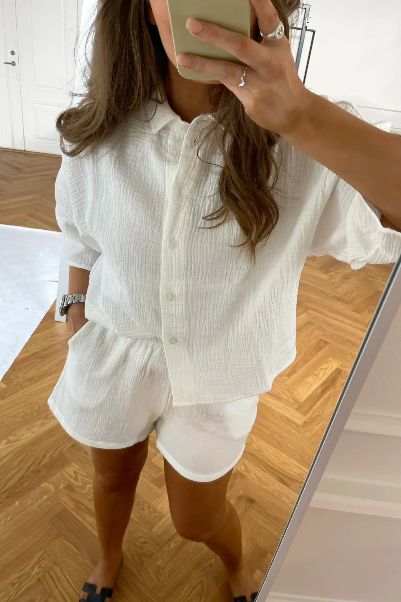 VMNatali 3/4 Crop Shirt - Snow White - Image 2
