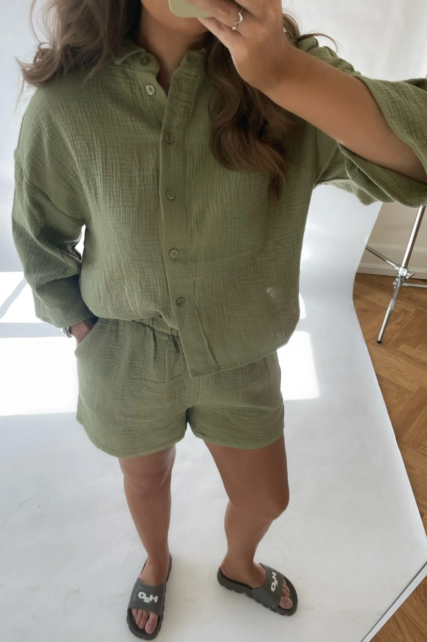 VMNatali 3/4 Crop Shirt - Sage - Image 5