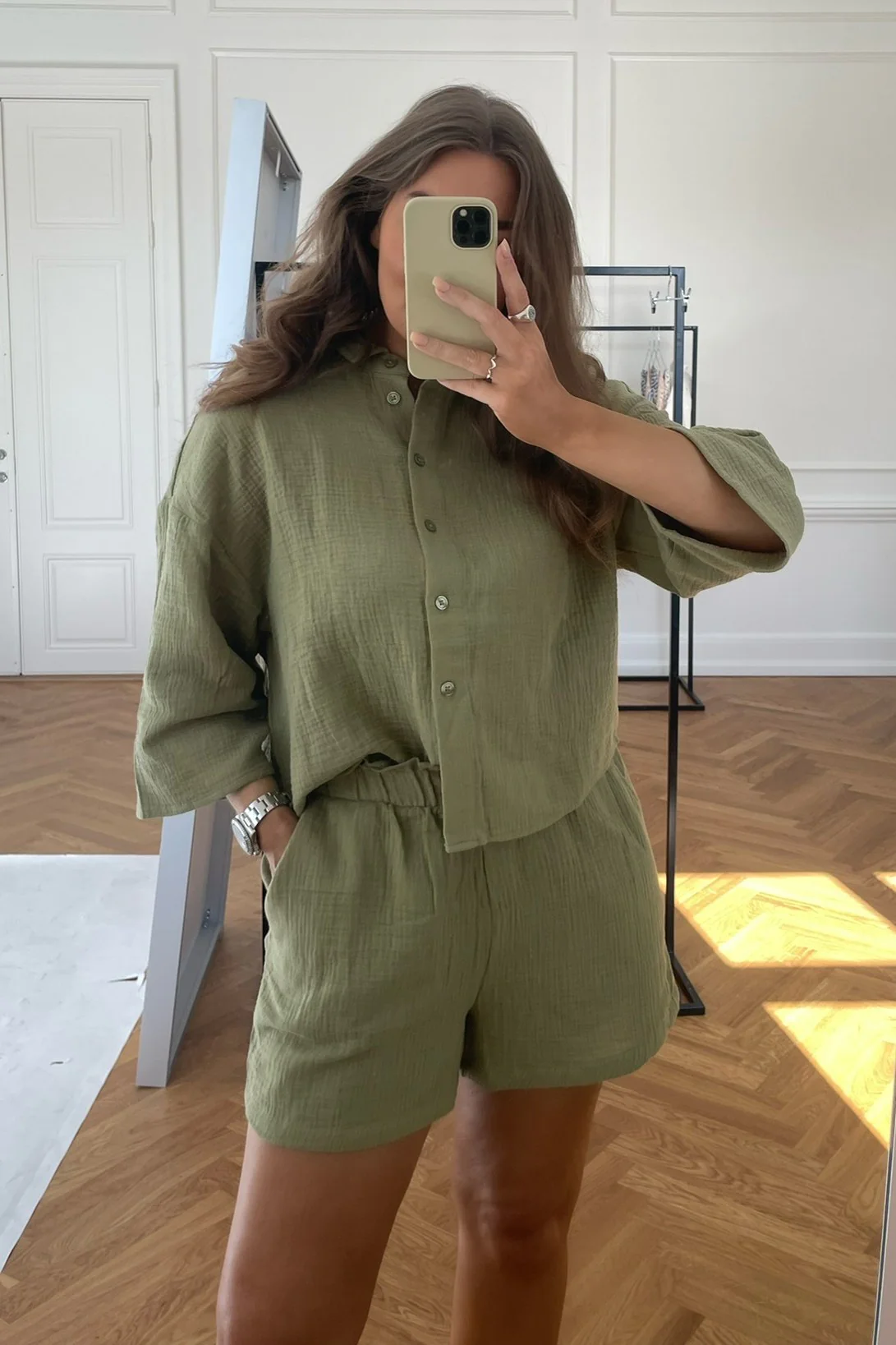 VMNatali 3/4 Crop Shirt - Sage - Image 6